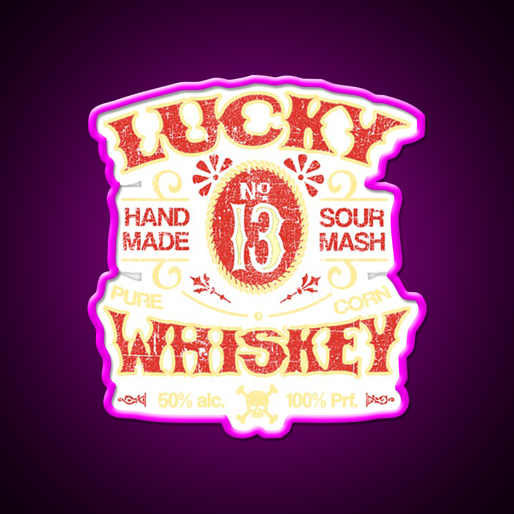 Lucky Whiskey Distressed And Faded Whiskey Drink Bar Led Neon Sign Rgb Color