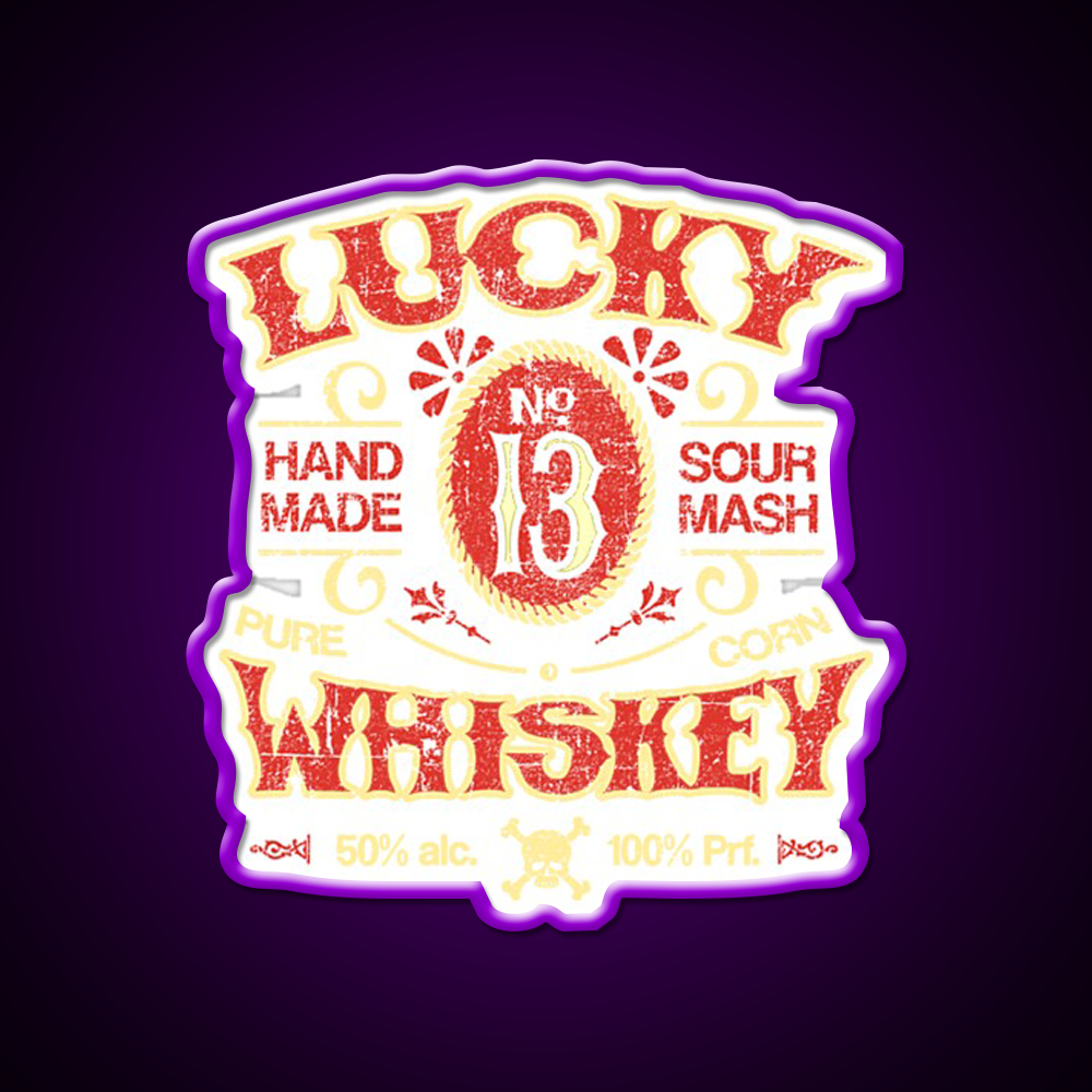 Lucky Whiskey Distressed And Faded Whiskey Drink Bar Led Neon Sign Rgb Color