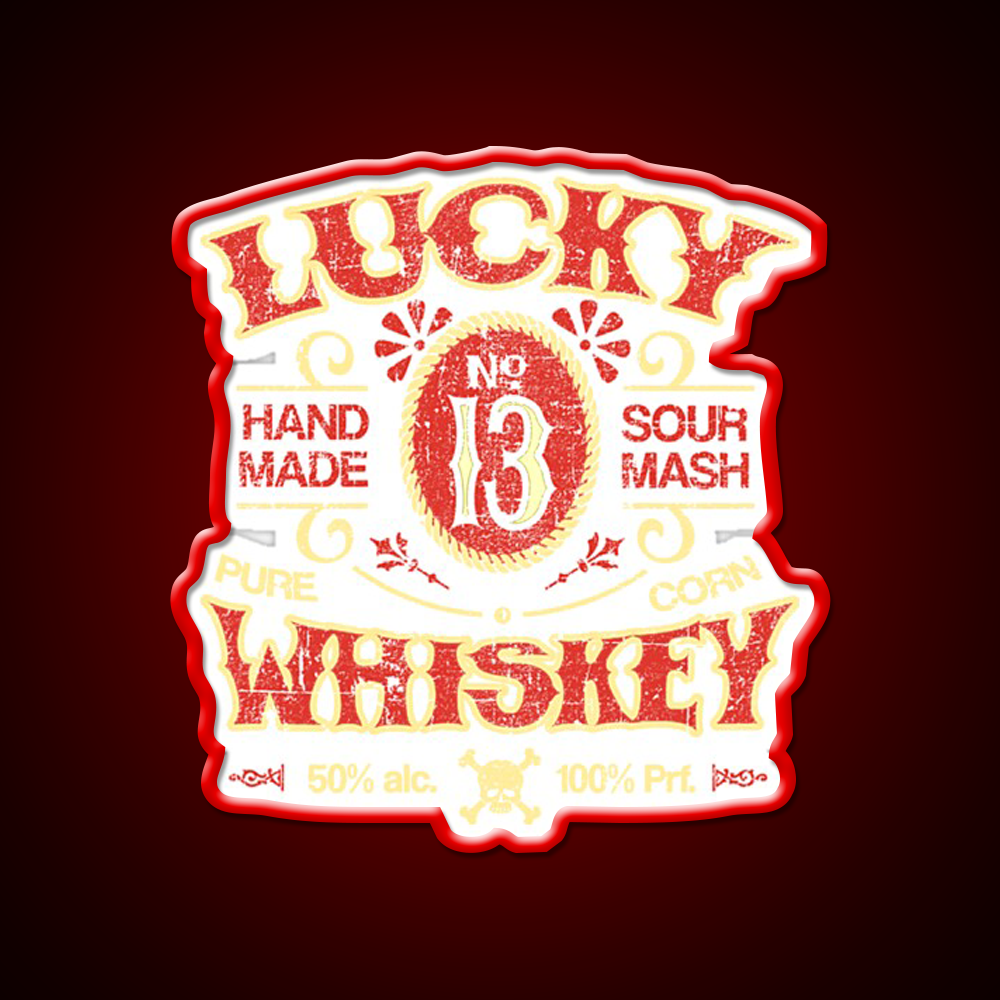 Lucky Whiskey Distressed And Faded Whiskey Drink Bar Led Neon Sign Rgb Color