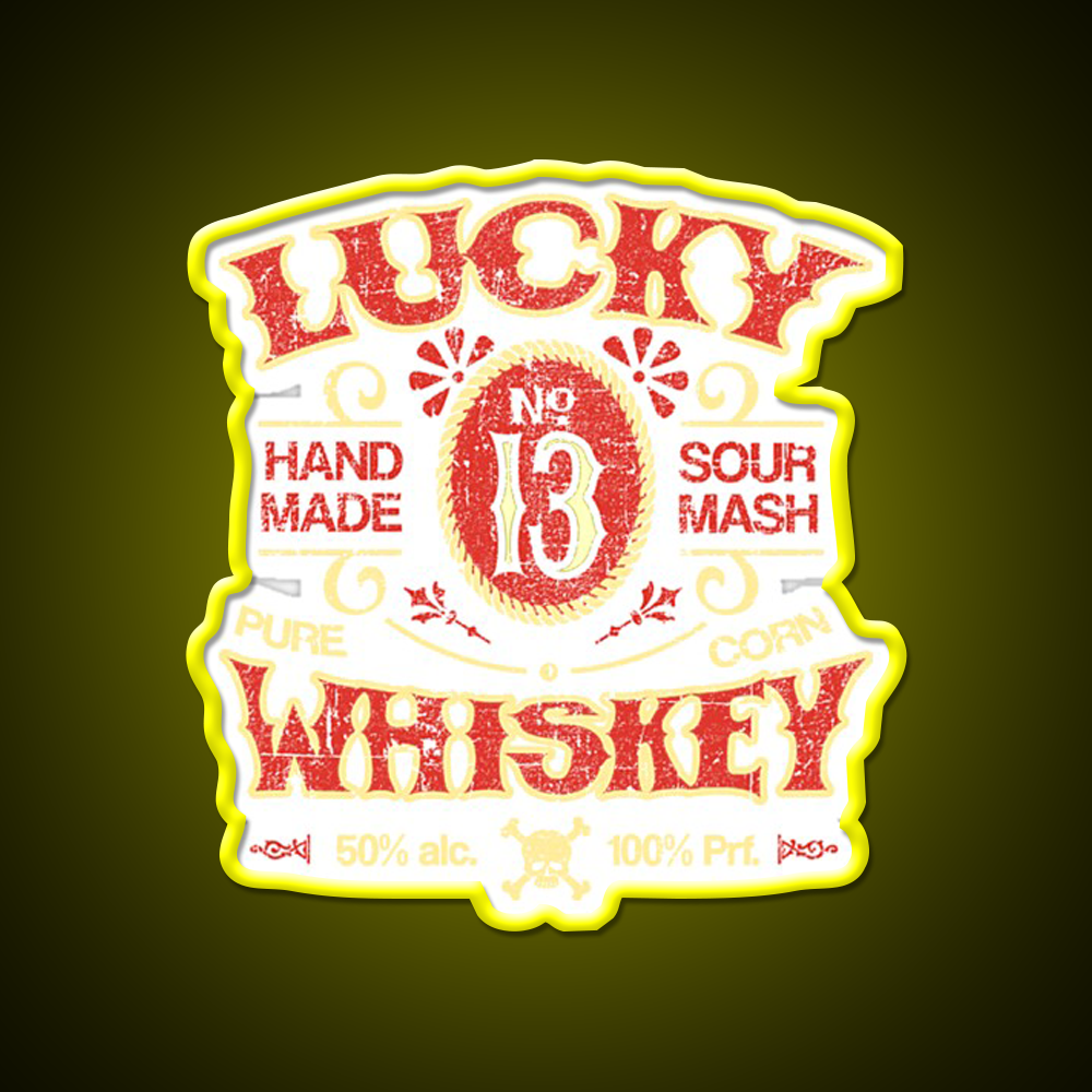 Lucky Whiskey Distressed And Faded Whiskey Drink Bar Led Neon Sign Rgb Color