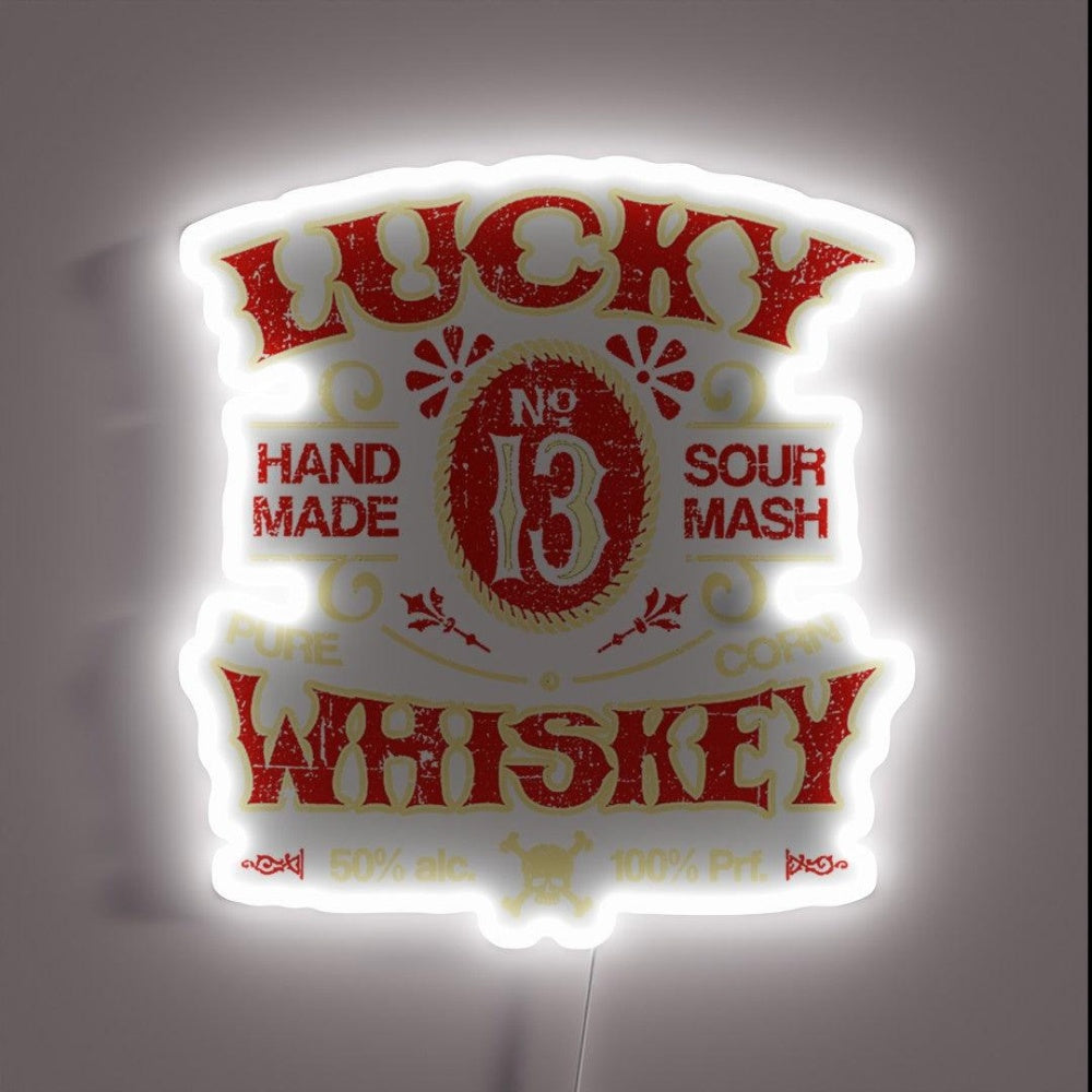 Lucky Whiskey Distressed Rgb Led Neon Sign - Custom LED neon sign front view