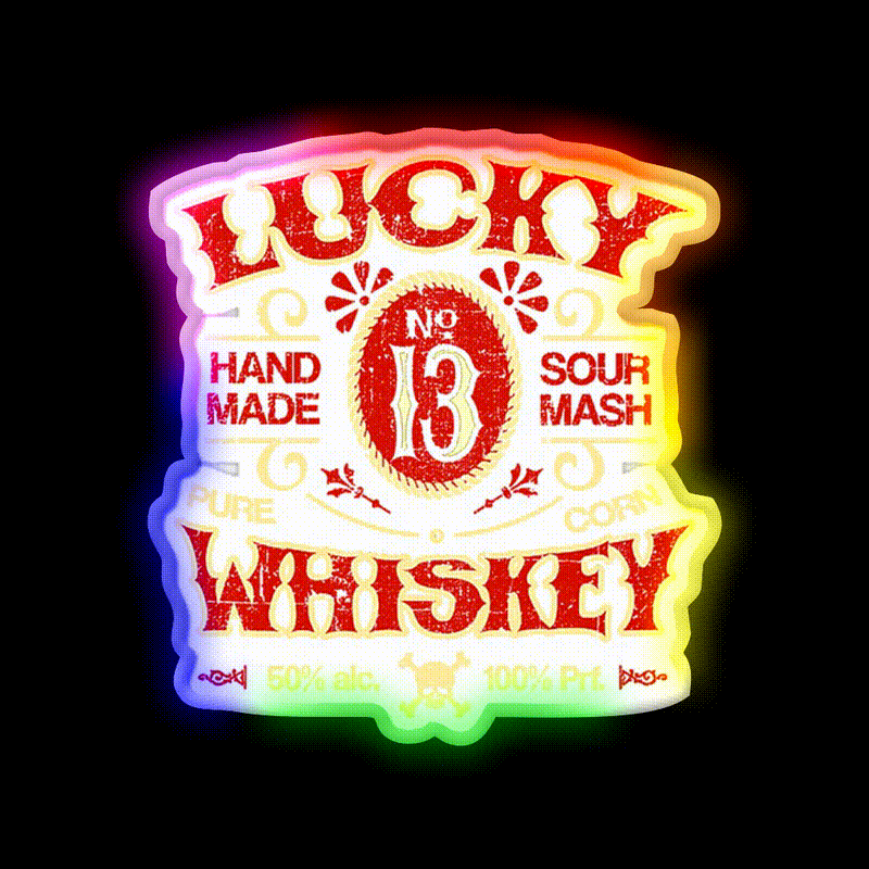 Lucky Whiskey Distressed Whiskey Drink Bar Led Neon Sign Rgb Color