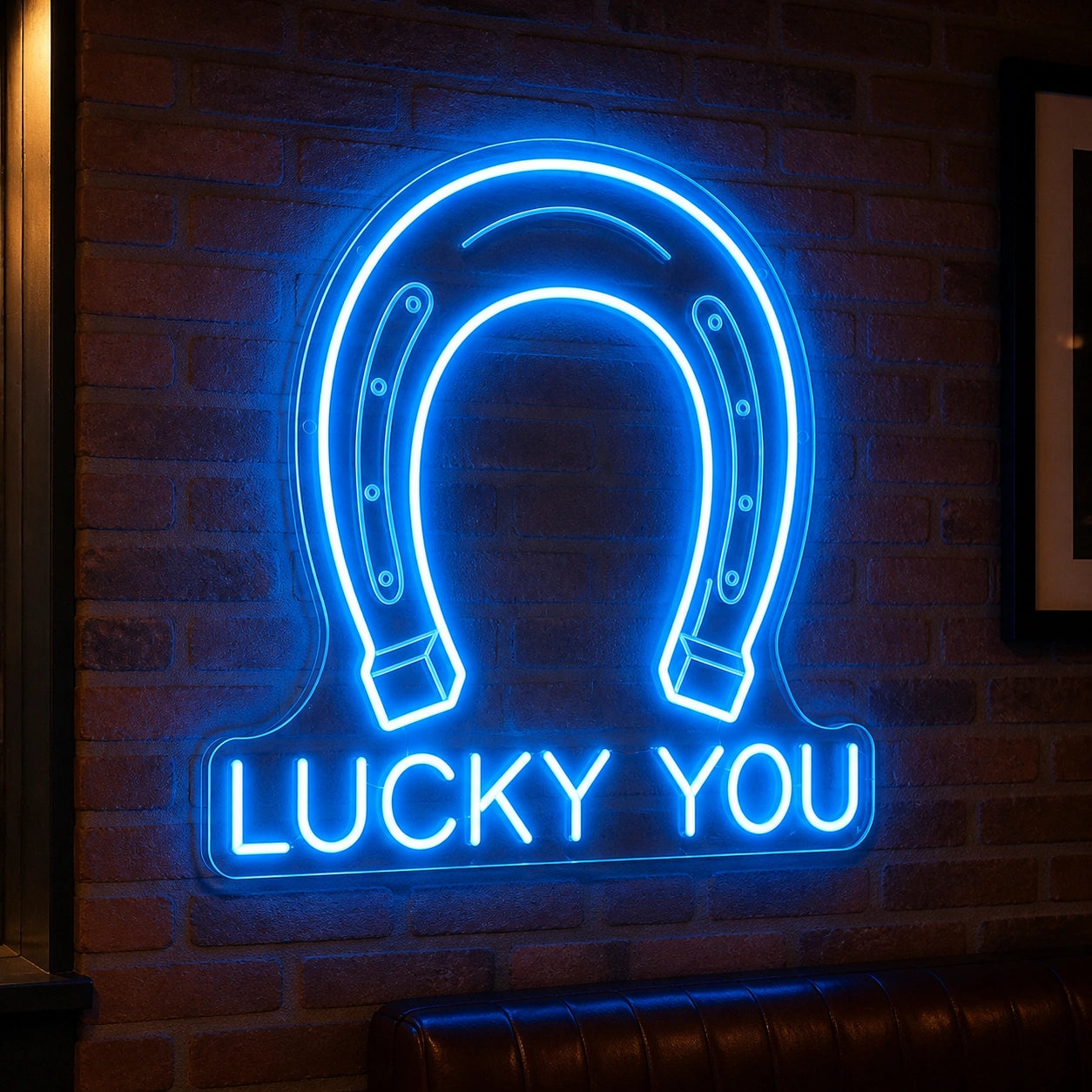 Lucky You Horseshoe Vintage LED Neon Sign real lifestyle scene