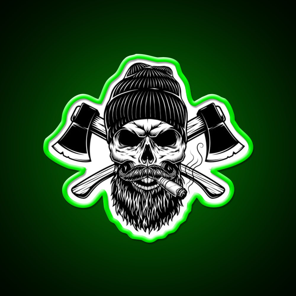 Lumberjack Skull Whiskey Drink Bar Led Neon Sign Rgb Color