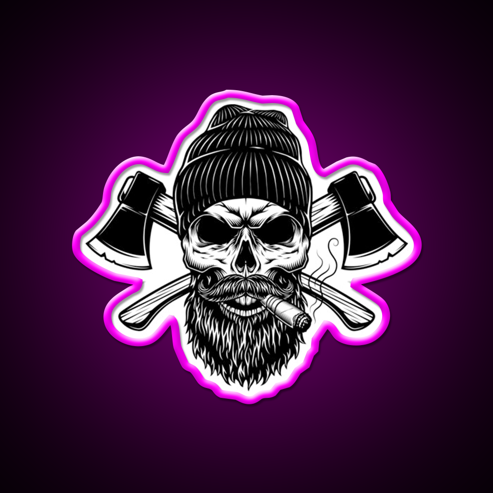 Lumberjack Skull Whiskey Drink Bar Led Neon Sign Rgb Color