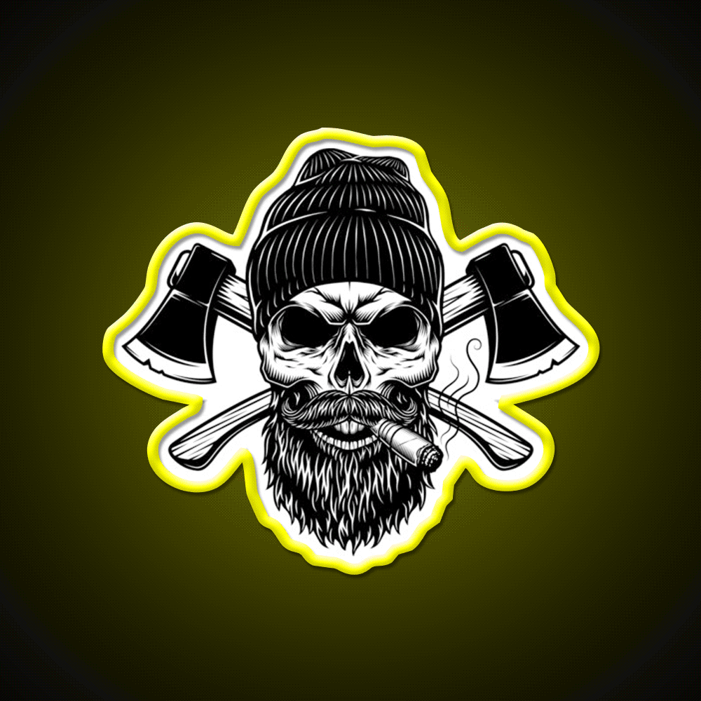 Lumberjack Skull Whiskey Drink Bar Led Neon Sign Rgb Color