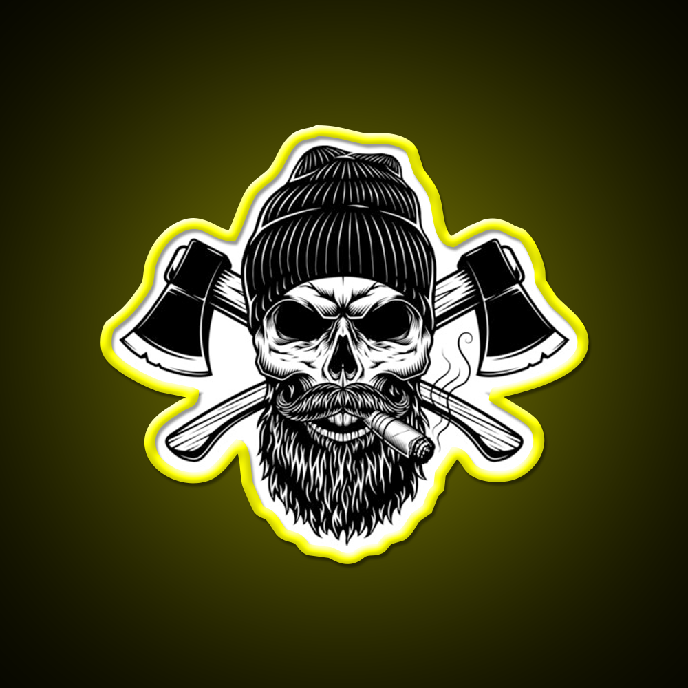 Lumberjack Skull Whiskey Drink Bar Led Neon Sign Rgb Color