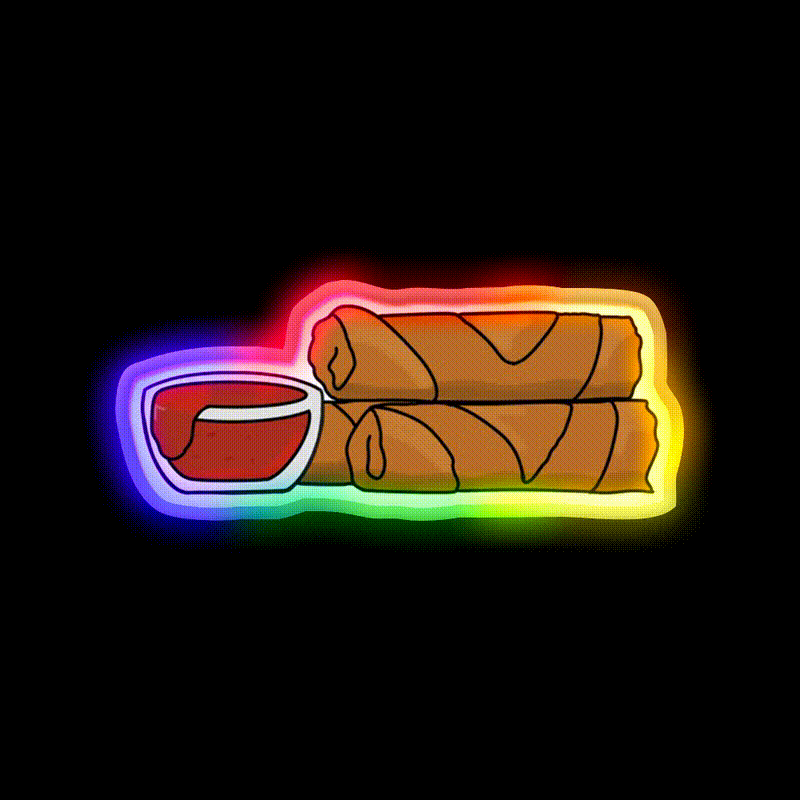 Lumpia Snack Food Led Neon Sign Rgb Color - LED neon sign close-up detail