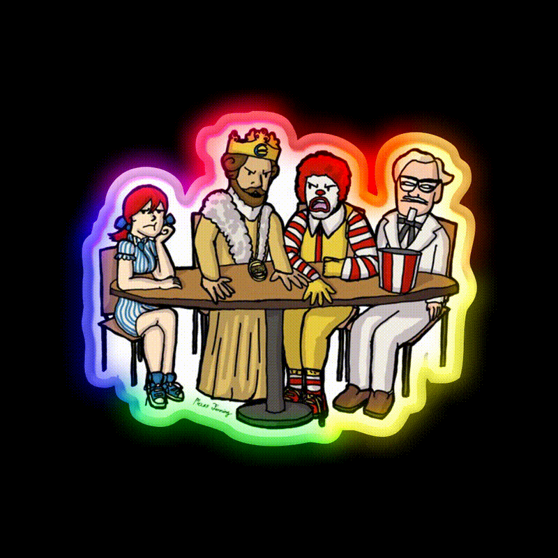 Lunch In The Break Room Fast Food Led Neon Sign For Burger Place Rgb Color - LED neon sign close-up detail