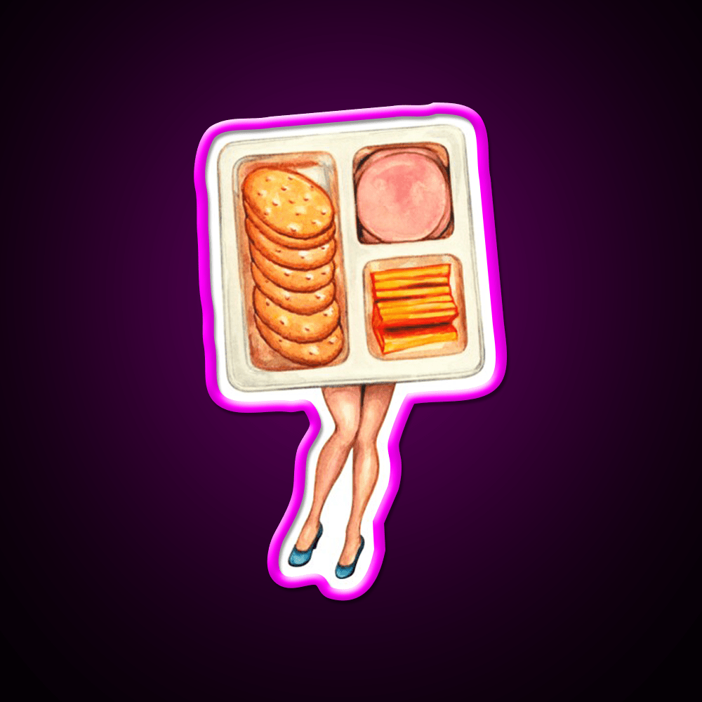 Lunch Snack Pattern Blue Snack Food Led Neon Sign Rgb Color - Shineneon