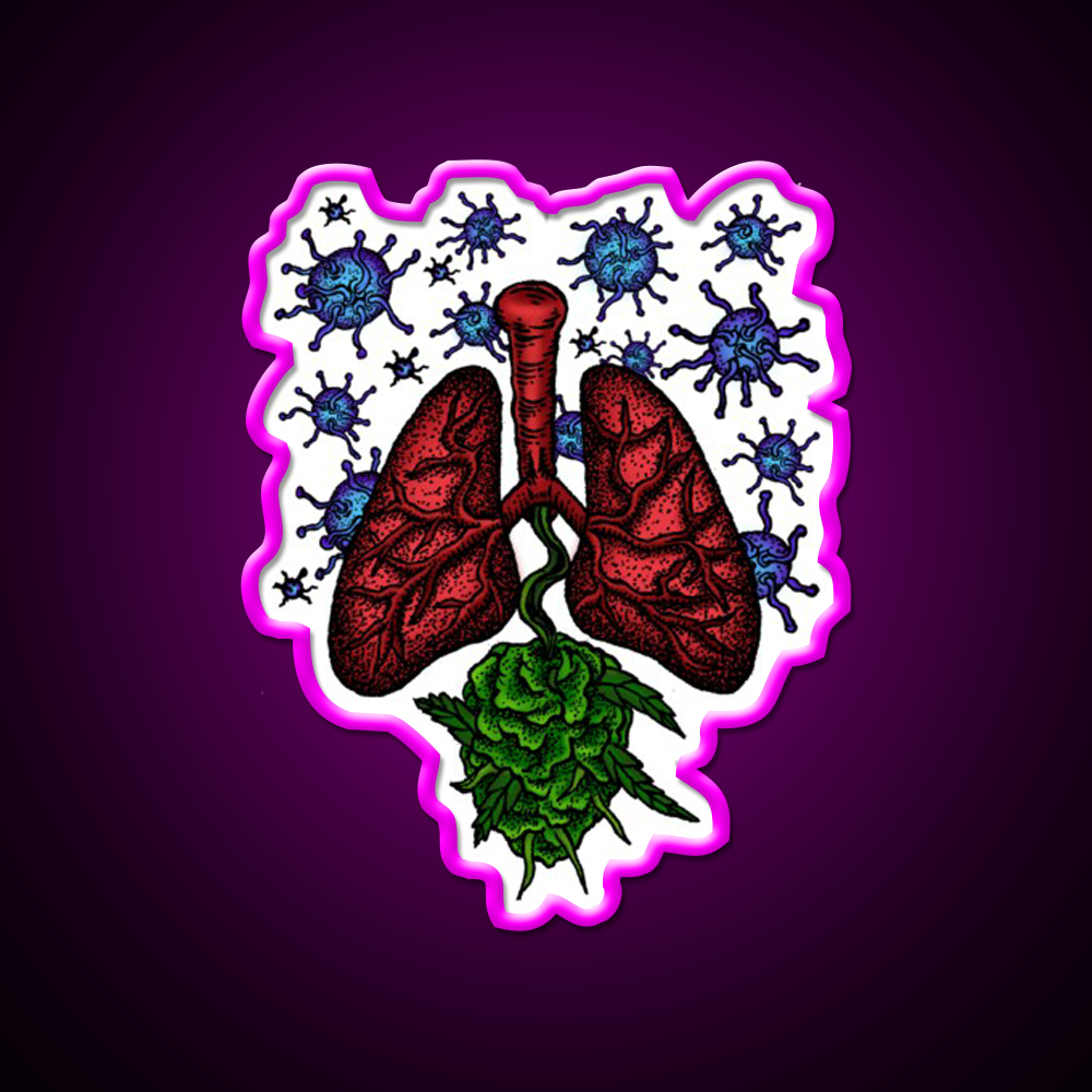 Lungs Anti Bacteria For Tuberculosis Tbc Green Leaf Led Neon Sign Rgb Color - Neon sign mounted on wall in room
