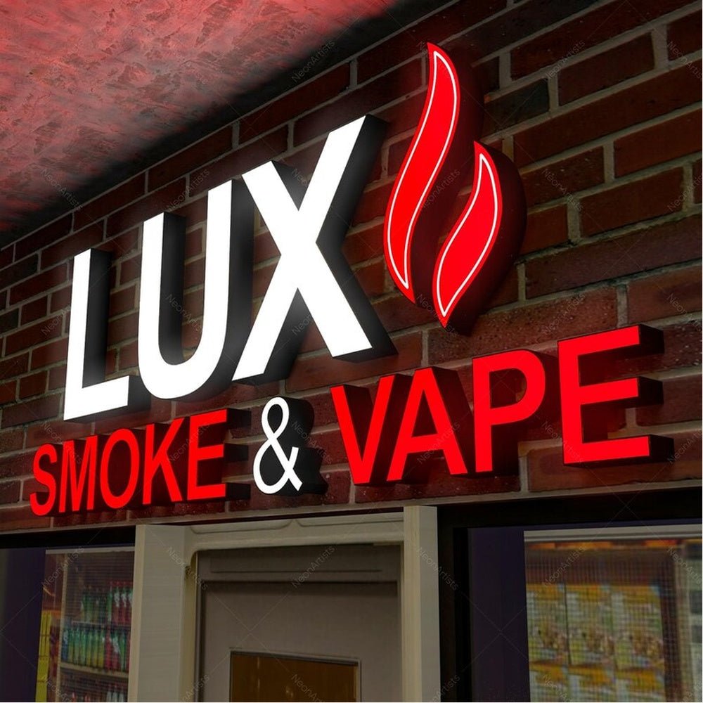 Lux Smoke Vape 3D Frontlit And Backlit Channel Letter Led Light Sign - Shineneon
