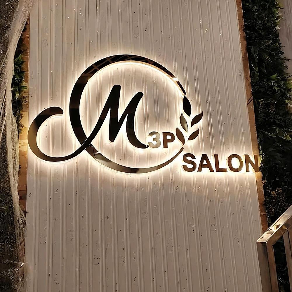 M 3P Salon 3D Backlit Letters Business Metal Led Sign
