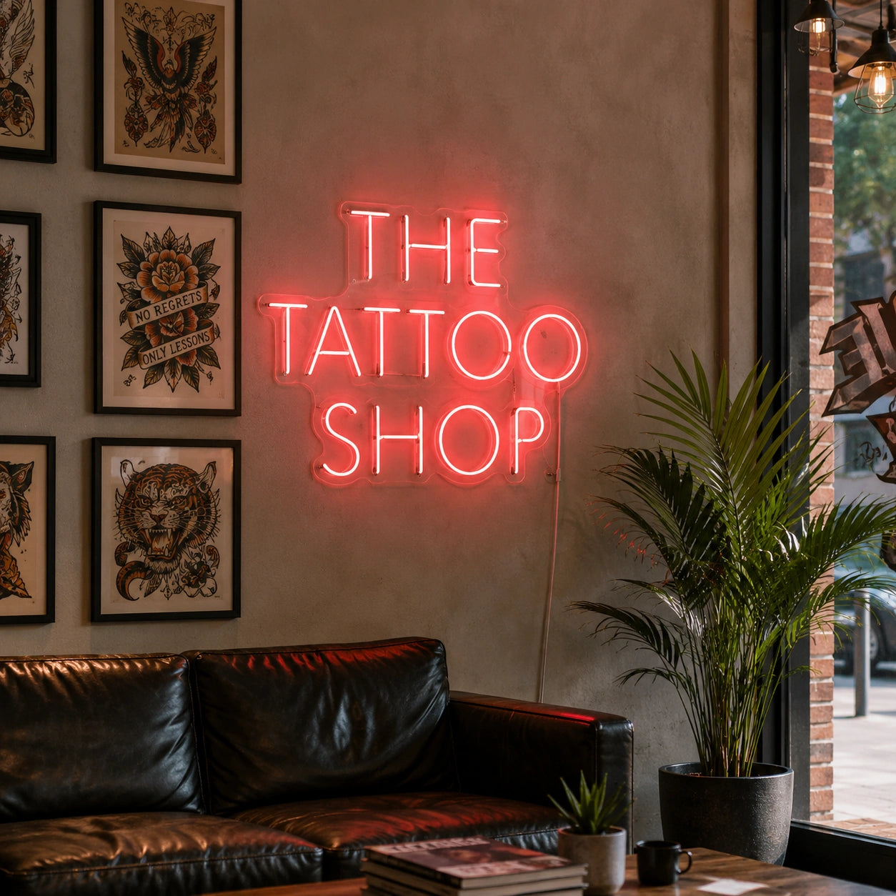 Magenta Tattoo Shop Neon Sign LED Neon Sign real lifestyle scene