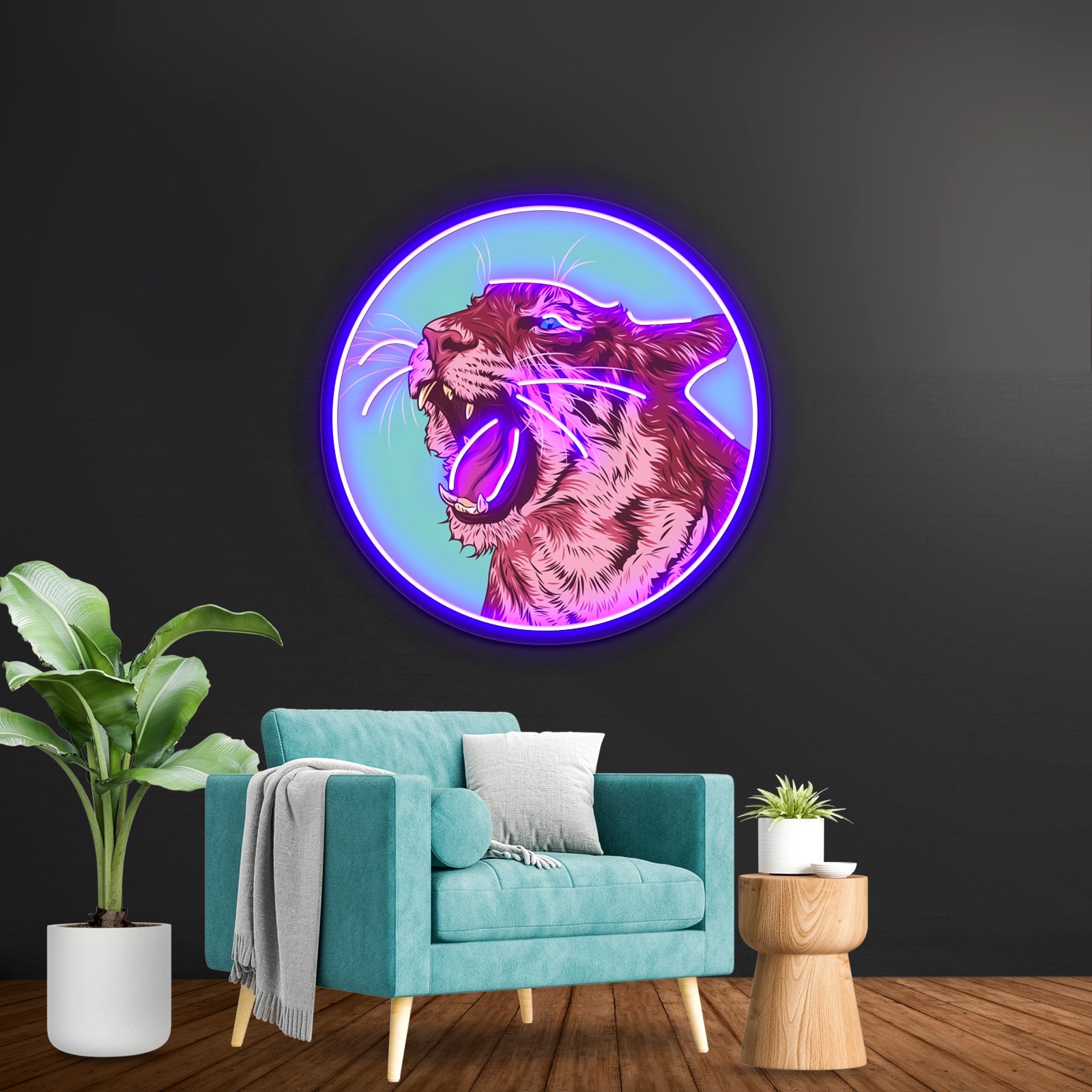 Magenta Tiger Artwork Led Neon - Shineneon