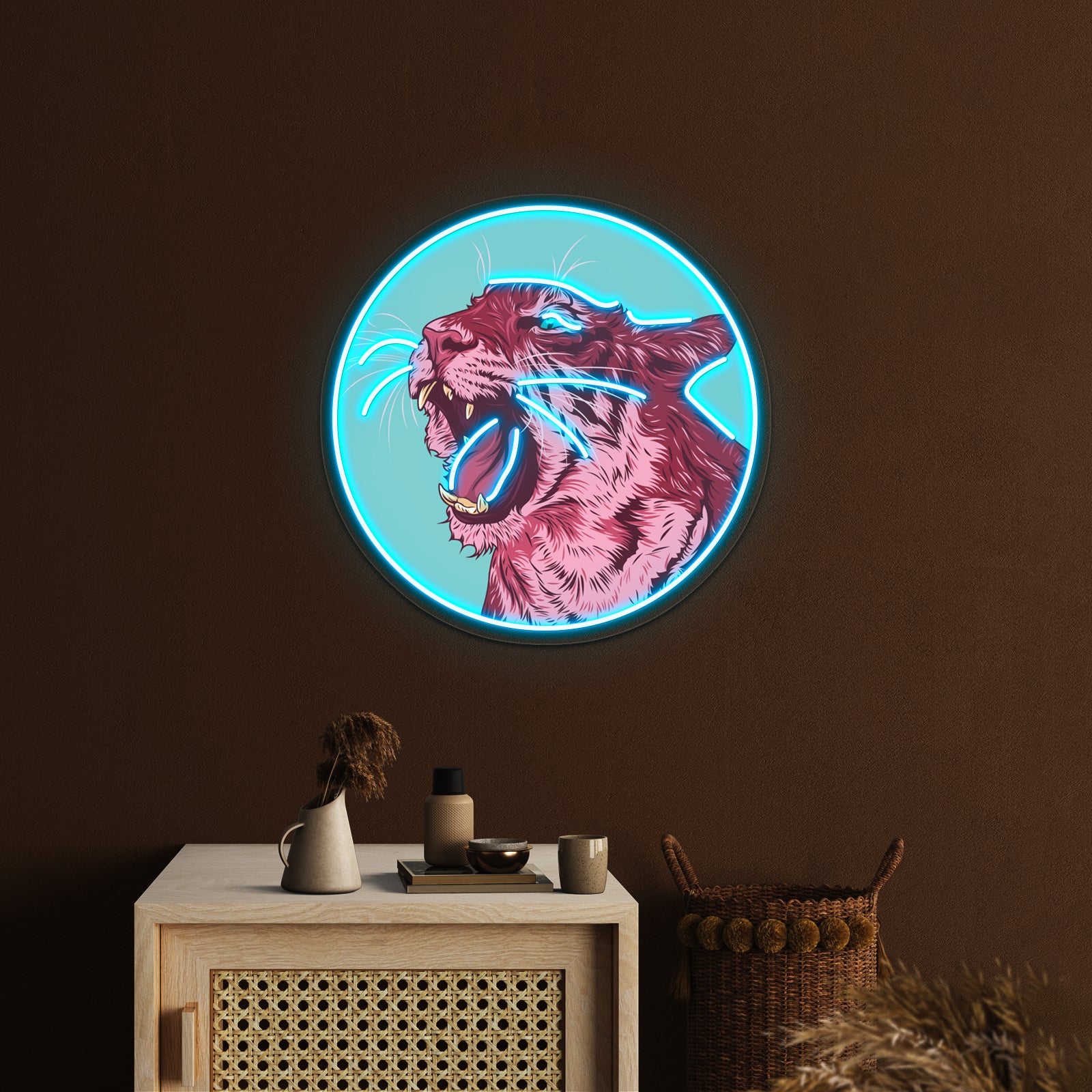 Magenta Tiger Artwork Led Neon