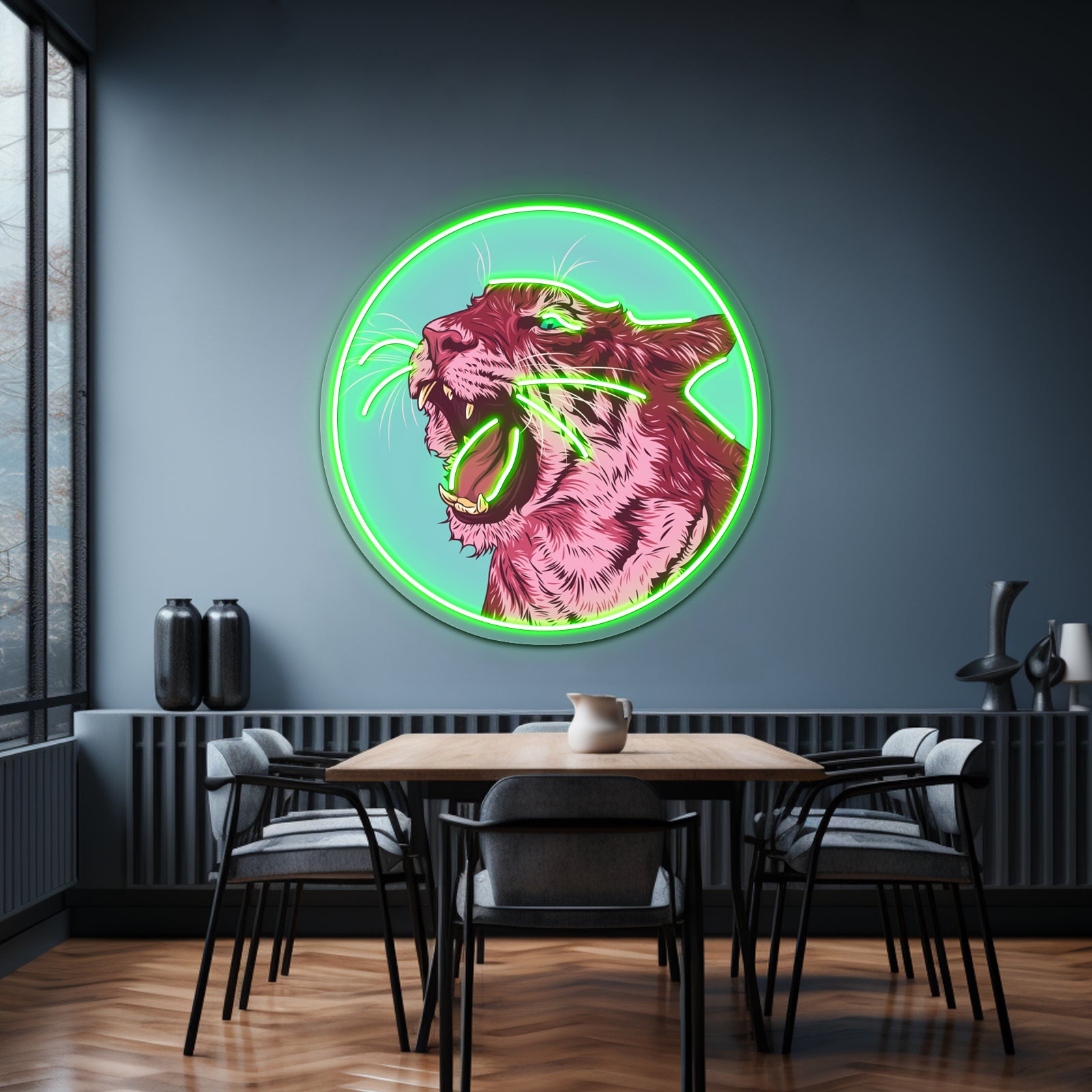 Magenta Tiger Artwork Led Neon