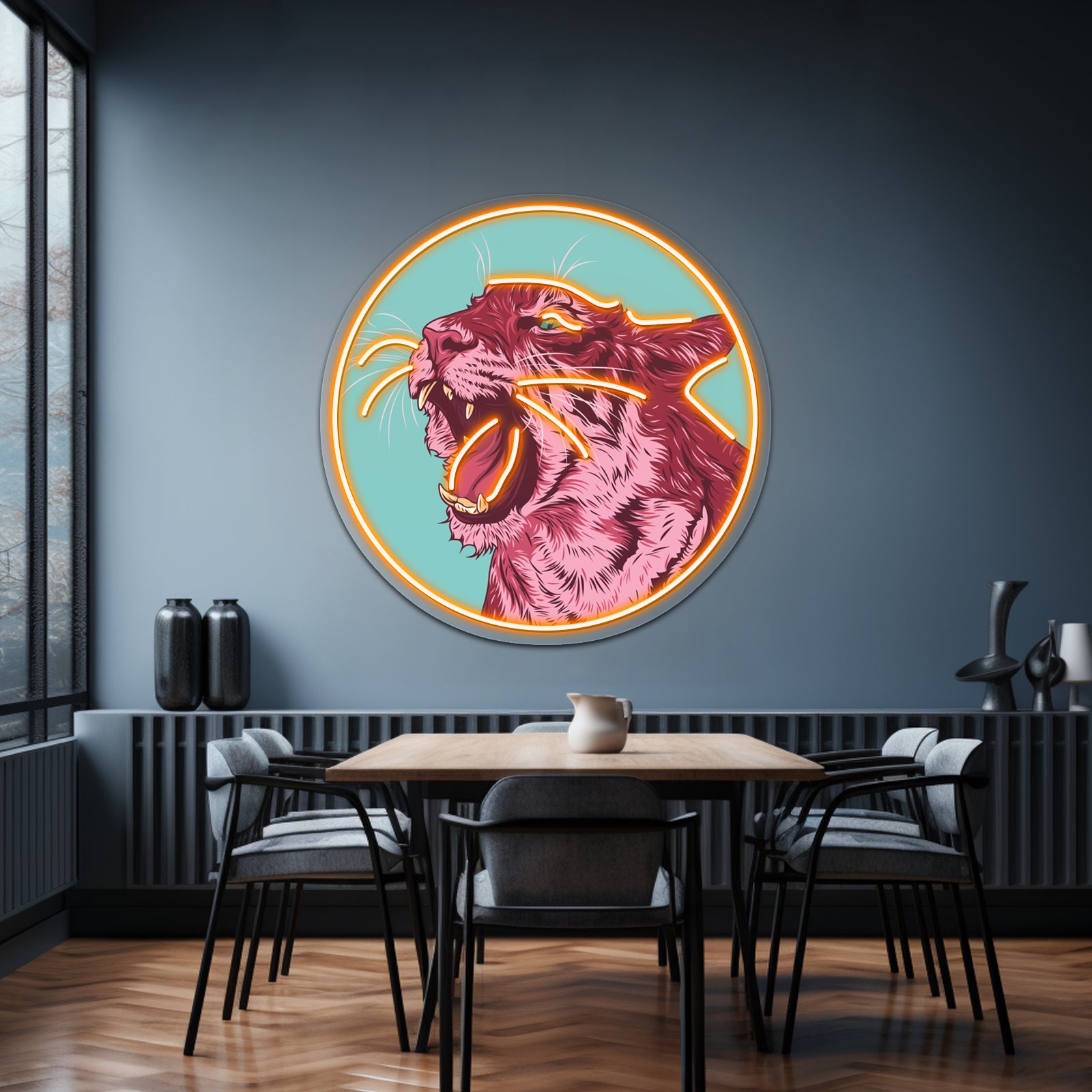 Magenta Tiger Artwork Led Neon