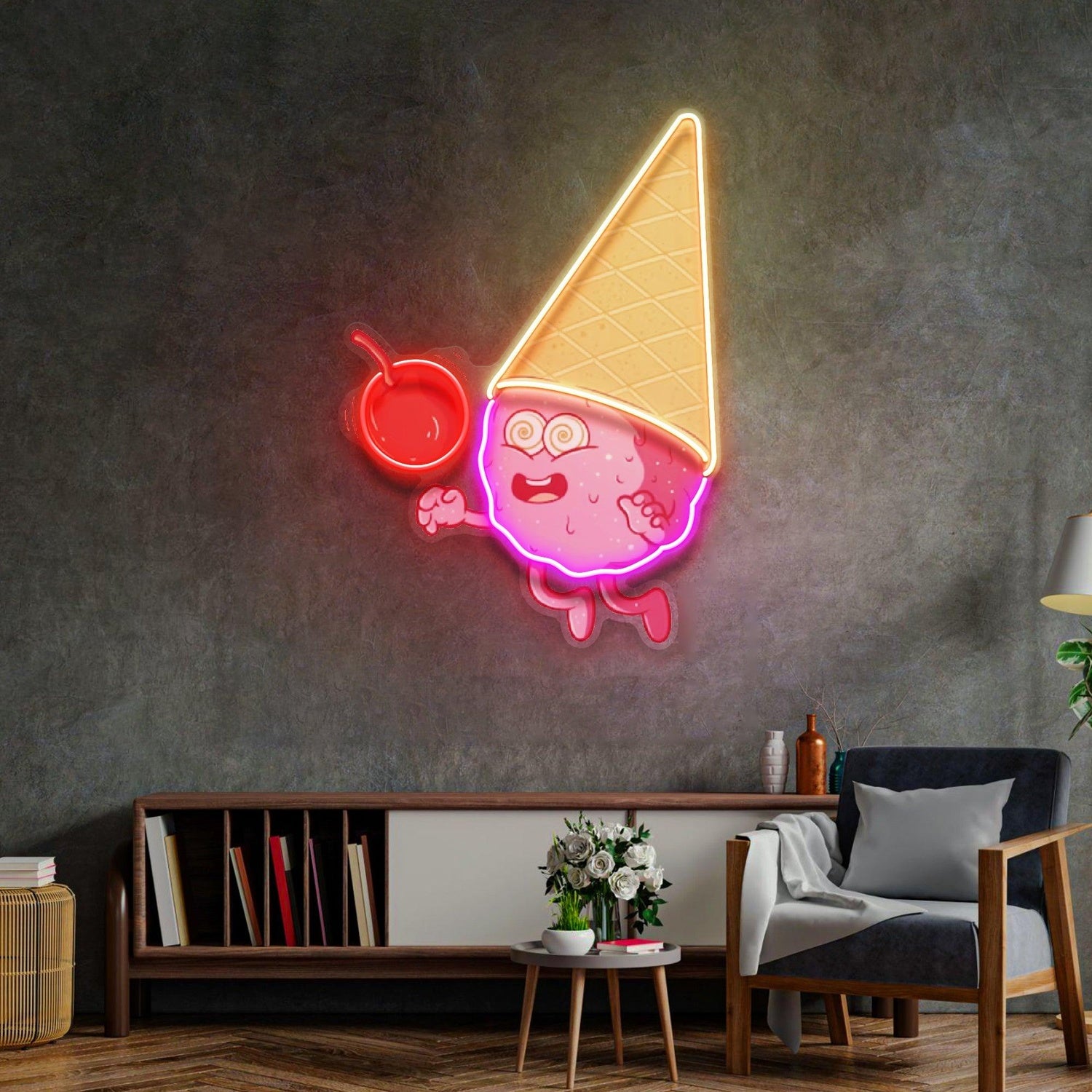 Magician Ice Cream Cartoon Uv Printed Led Neon Sign For Sweet Shop Decor | Shineneon