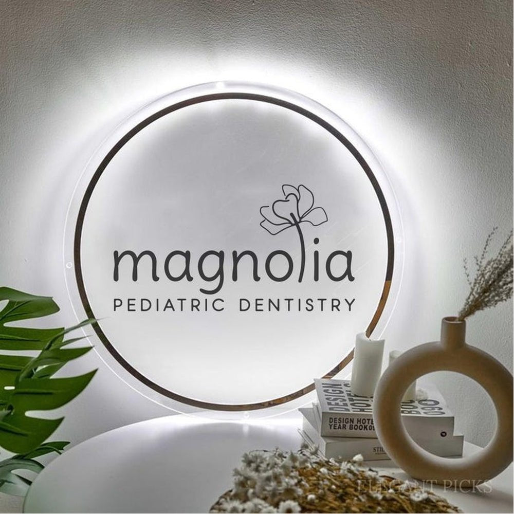 Magnolia Dentistry Acrylic Business Logo Sign - Shineneon
