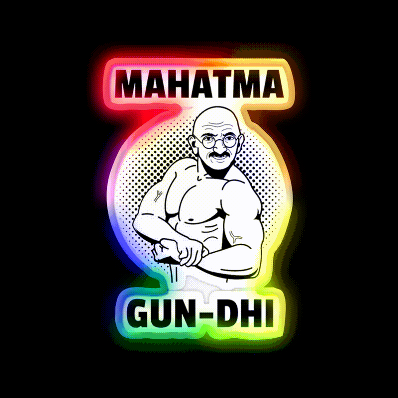 Mahatma Gun Dhi Gym Fitness Led Neon Sign Rgb Color - LED neon sign close-up detail