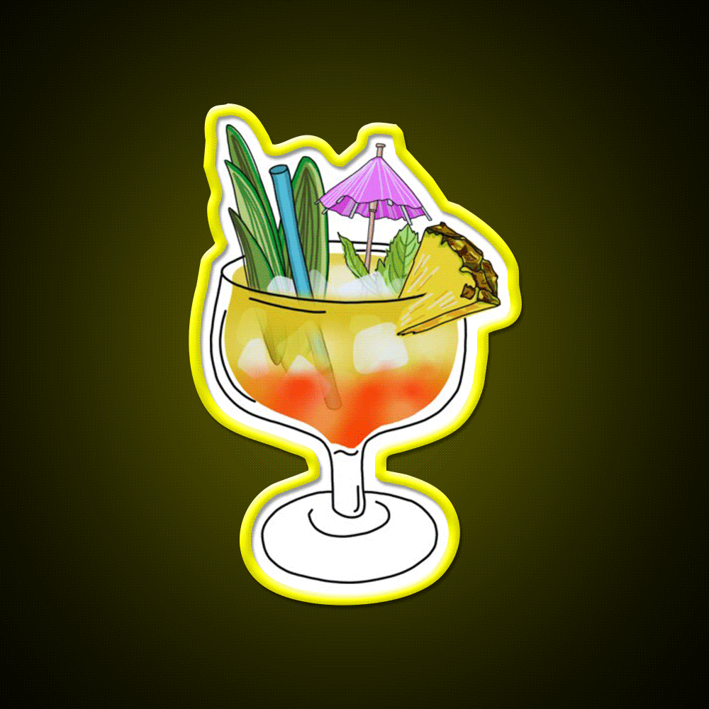 Mai Tai Cocktail Bar Decor Led Neon Sign Drink Lounge Art Rgb Color - Custom LED neon sign front view
