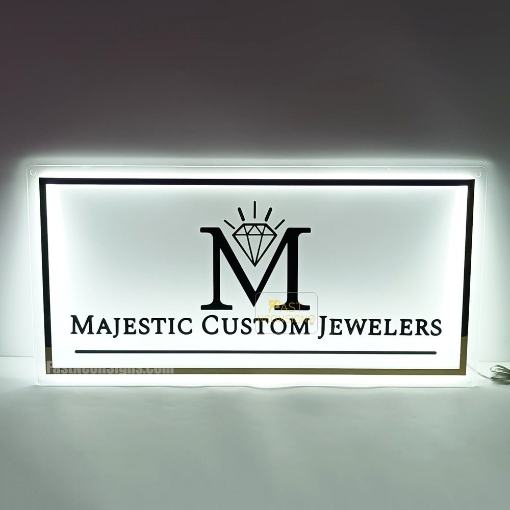 Majestic Custom Jewelers Acrylic Business Logo Sign - Shineneon