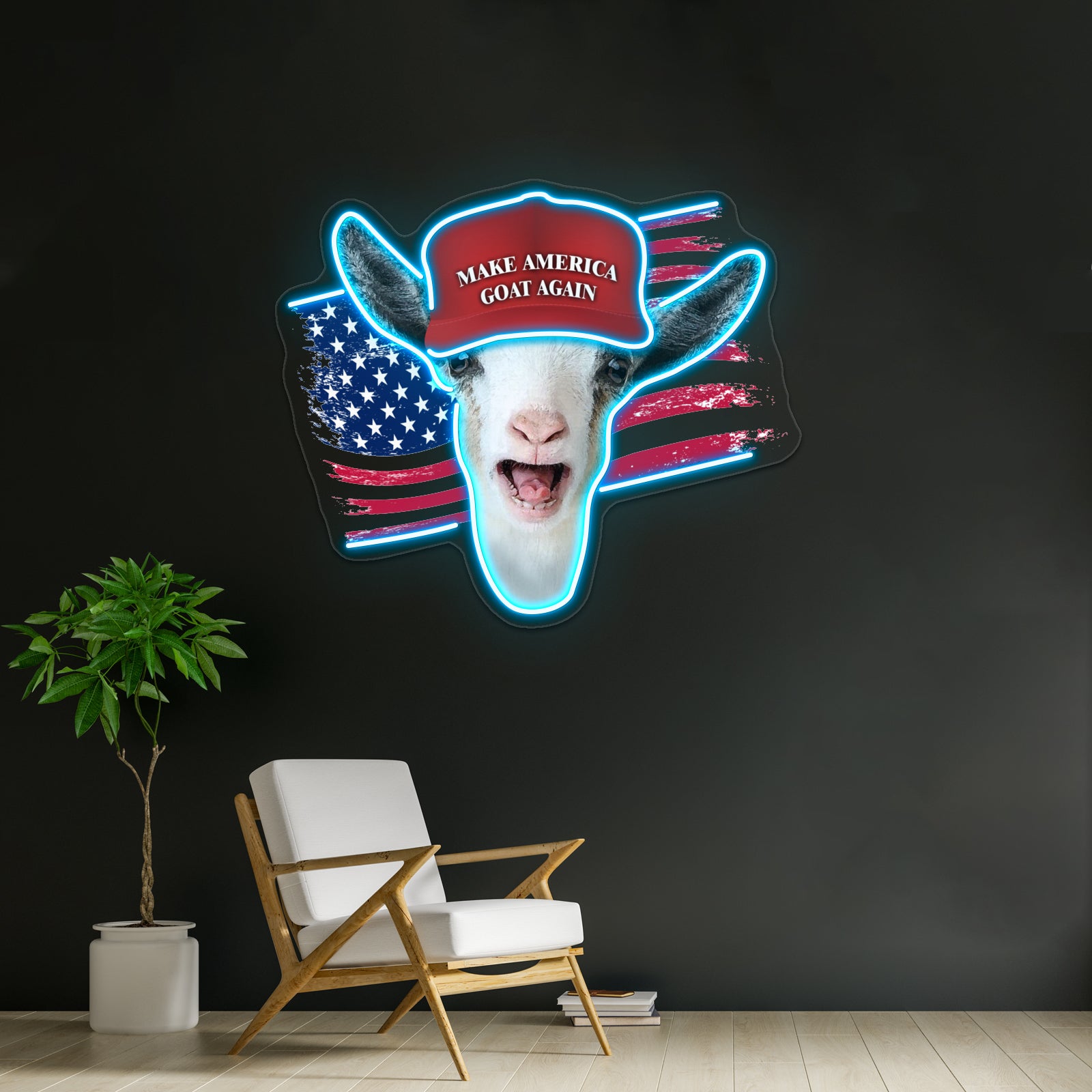Make America Goat Again Nigerian Dwarf Goat Wall Artwork Neon Signs | Shineneon