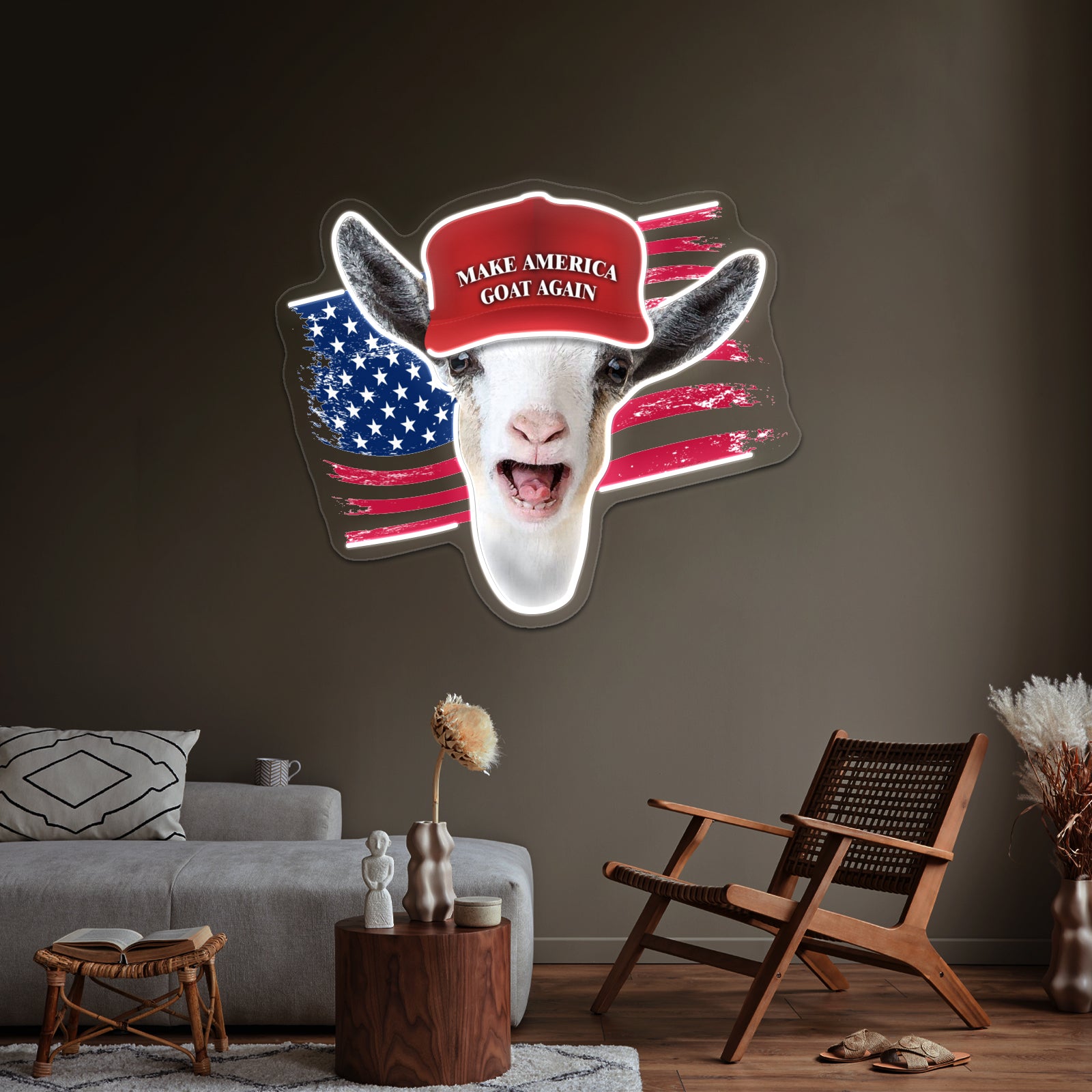 Make America Goat Again Nigerian Dwarf Goat Wall Artwork Neon Signs | Shineneon