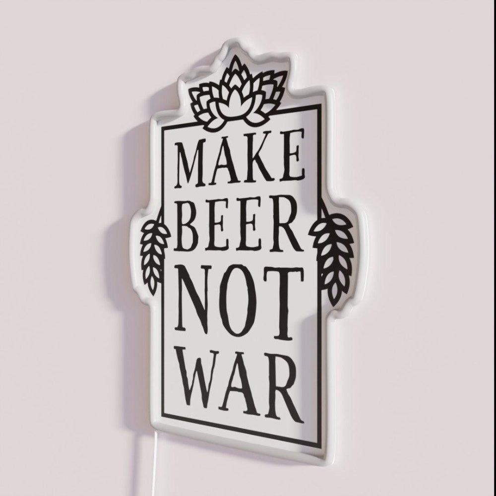Make Beer Not War Rgb Led Neon Sign - Neon sign mounted on wall in room