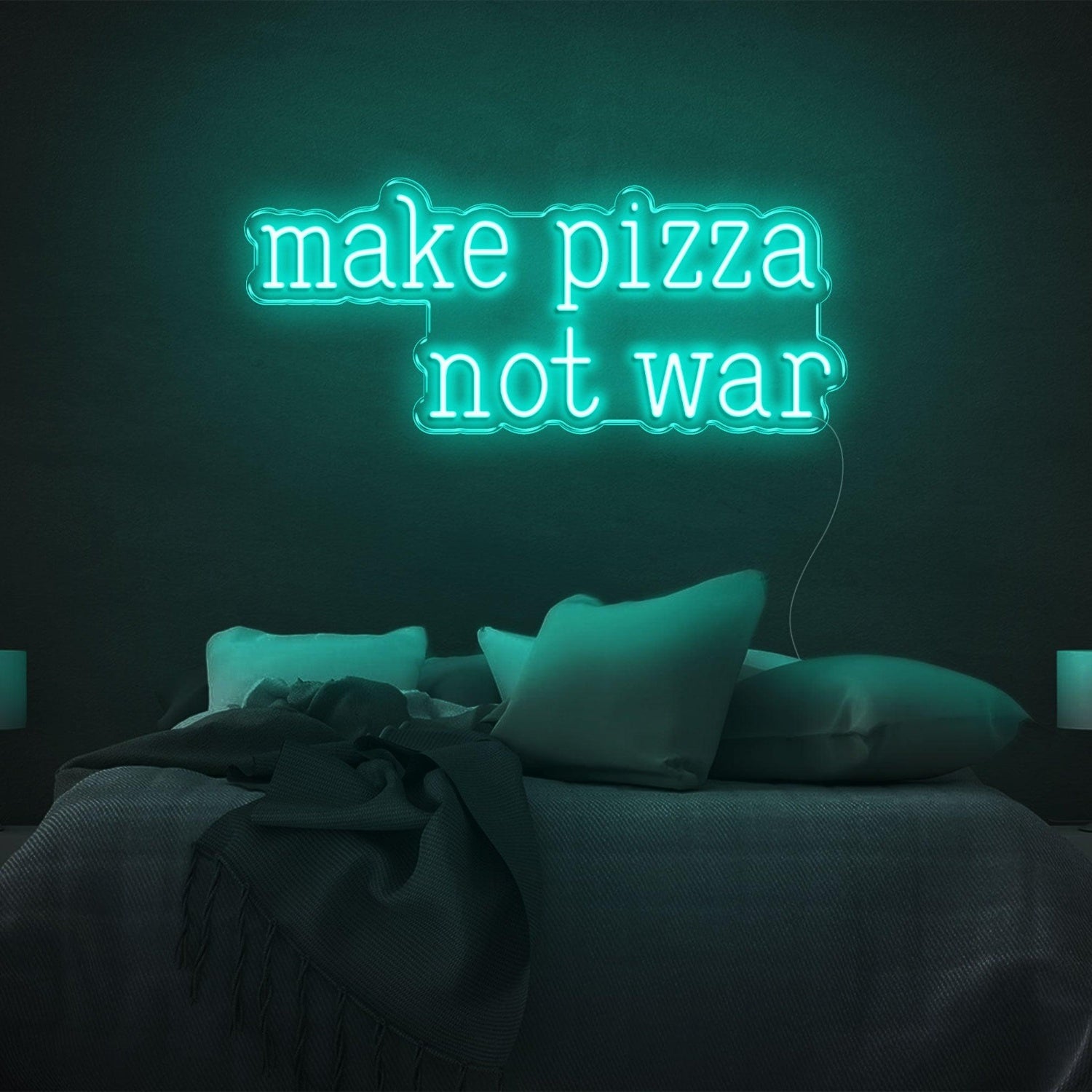 Make Pizza Not War Green Led Neon Sign For Bedroom Wall Decor | Shineneon