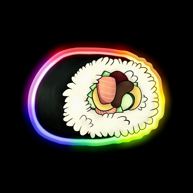 Maki Roll Snack Food Led Neon Sign Rgb Color - LED neon sign close-up detail