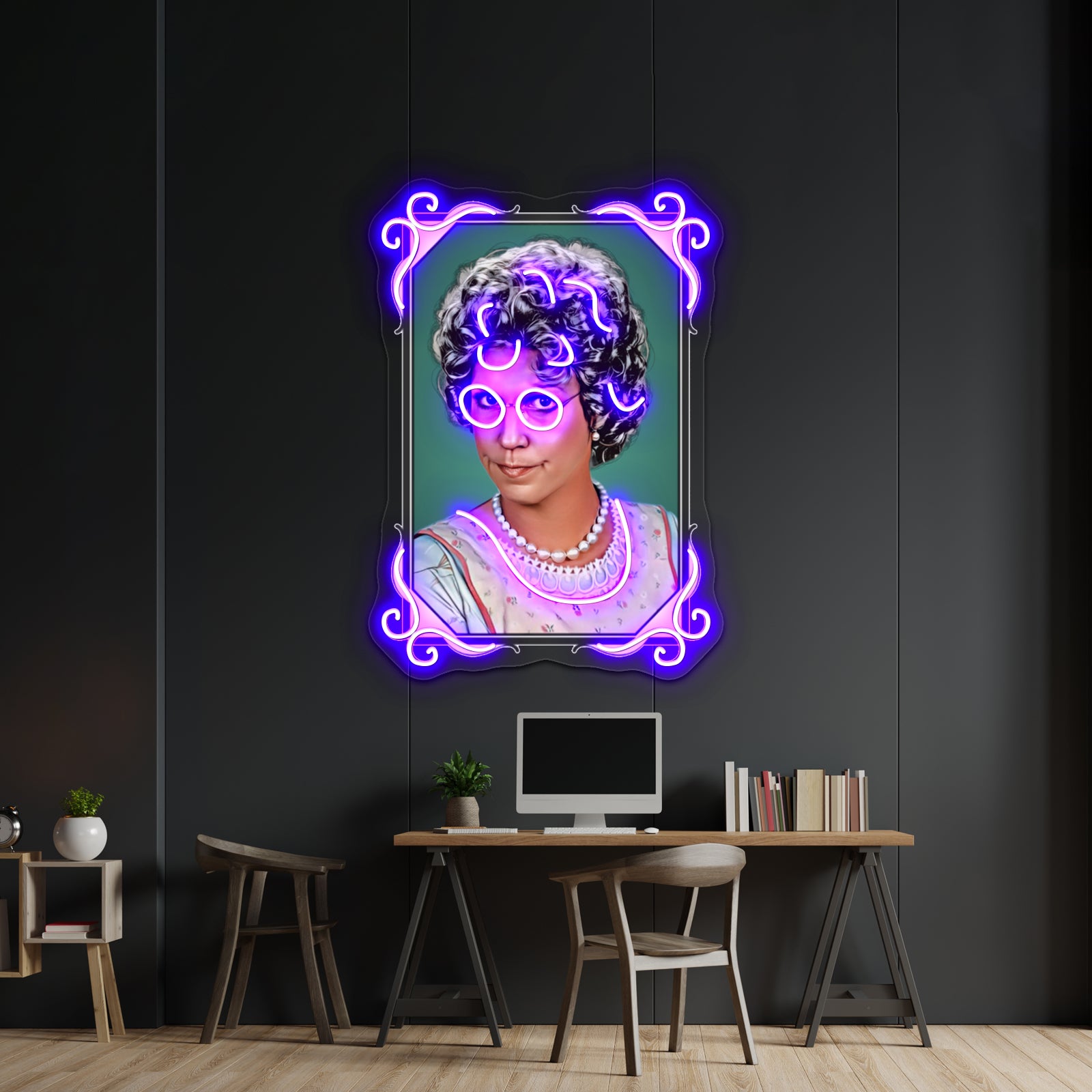 Mamas Family Artwork Led Neon - Neon sign mounted on wall in room