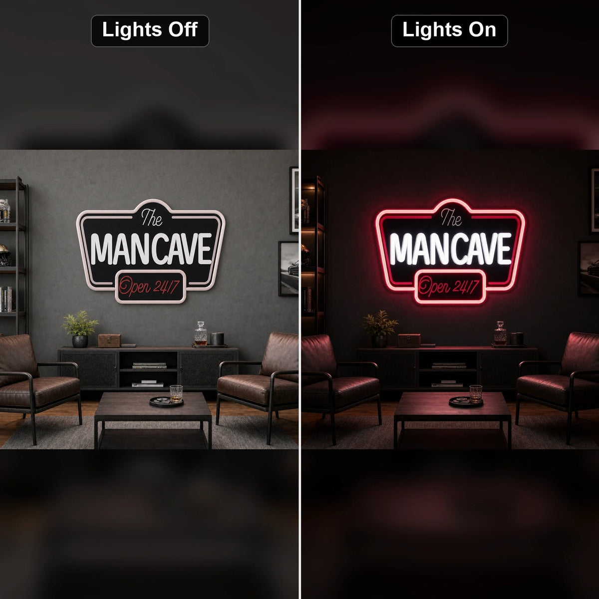 Man Cave Open 24 7 LED Neon Sign Garage Neon Sign - Shineneon