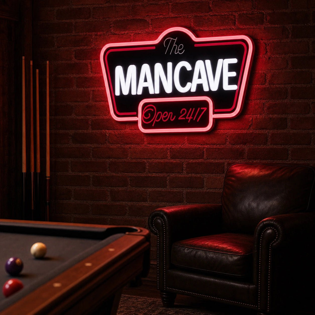 Man Cave Open 24 7 LED Neon Sign Home Garage Wall Decoration - Shineneon