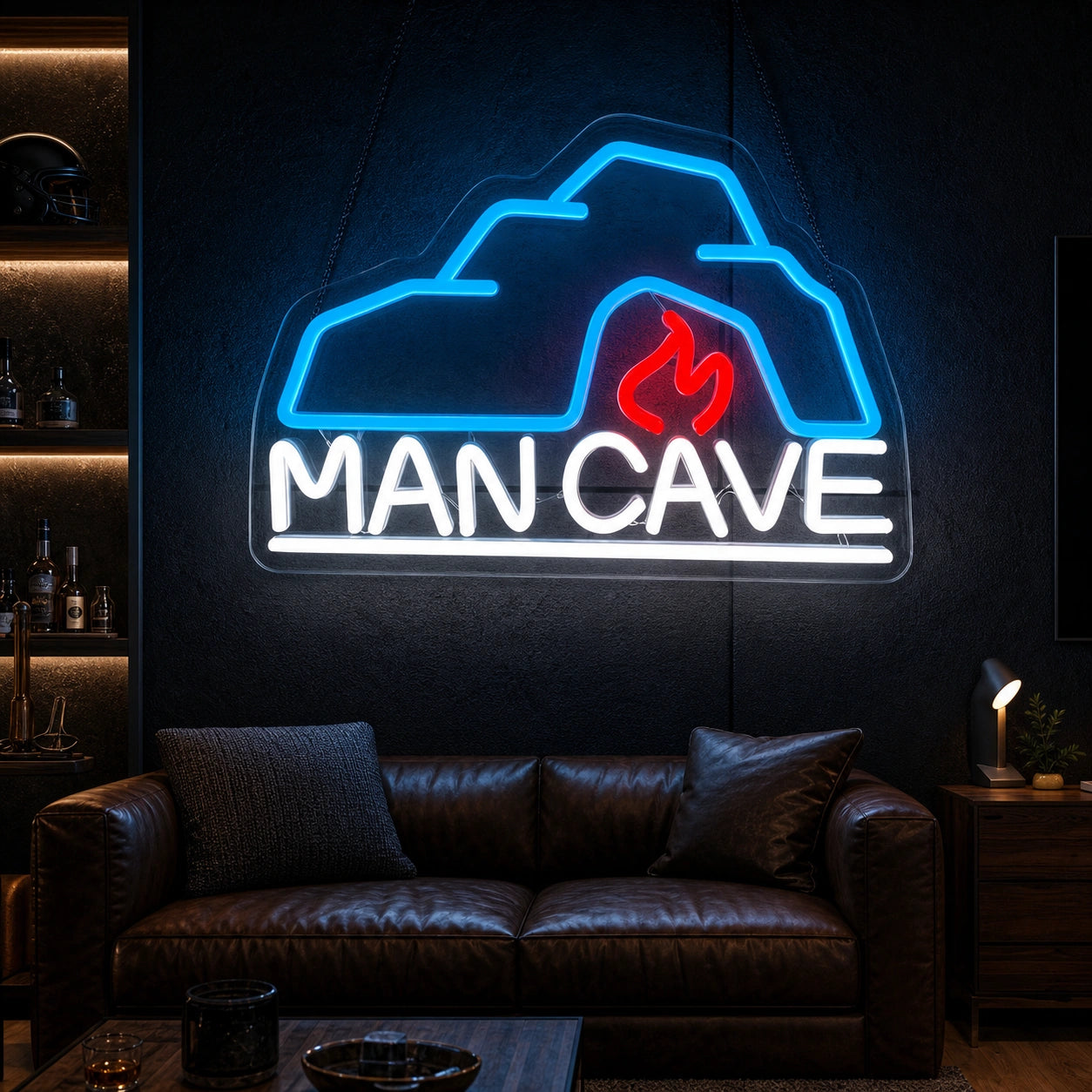 Man Cave With Roof And Flame LED Neon Sign Home Bar Wall Decoration high-converting product image