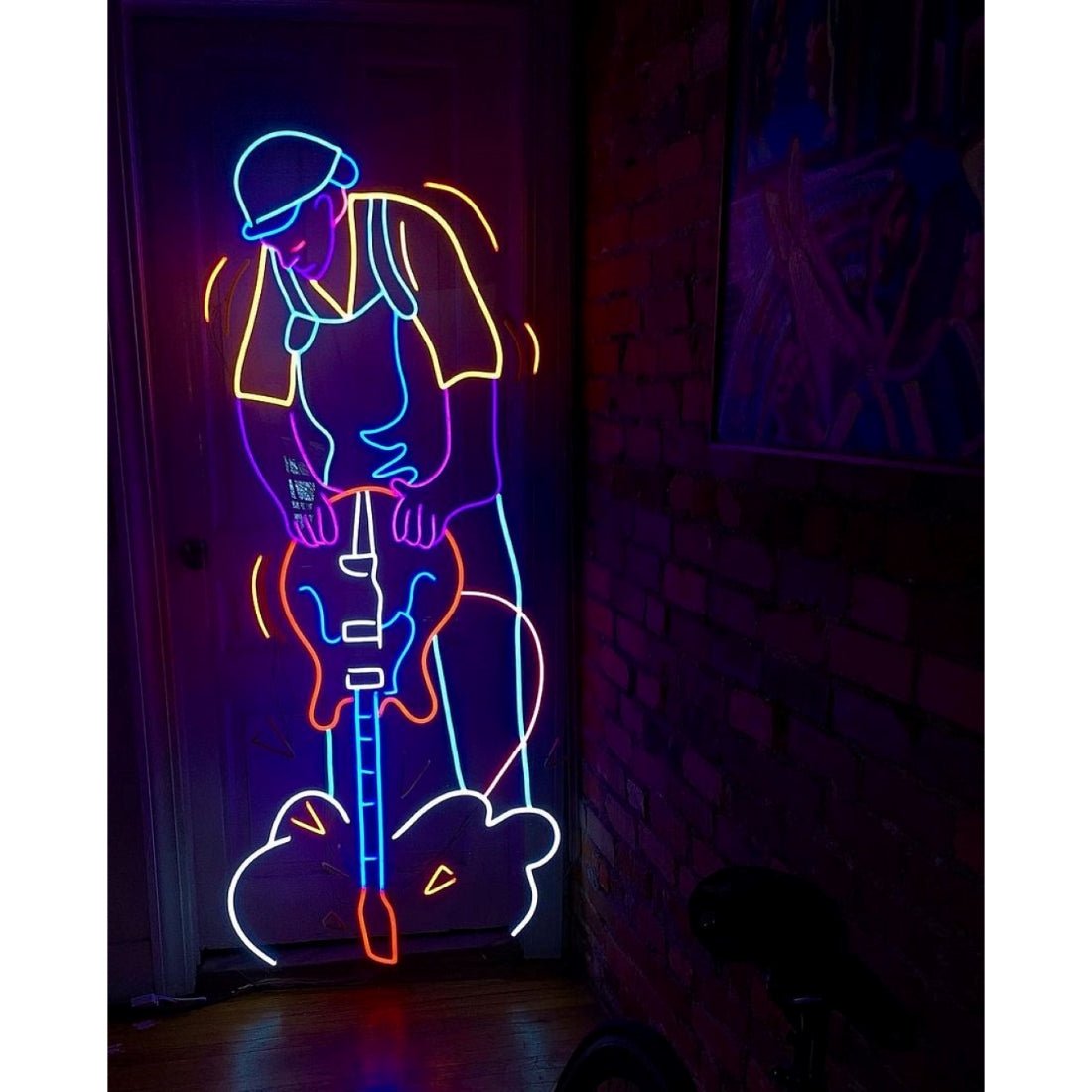 Man Drilling Guitar Led Sign Business Neon Sign - Shineneon