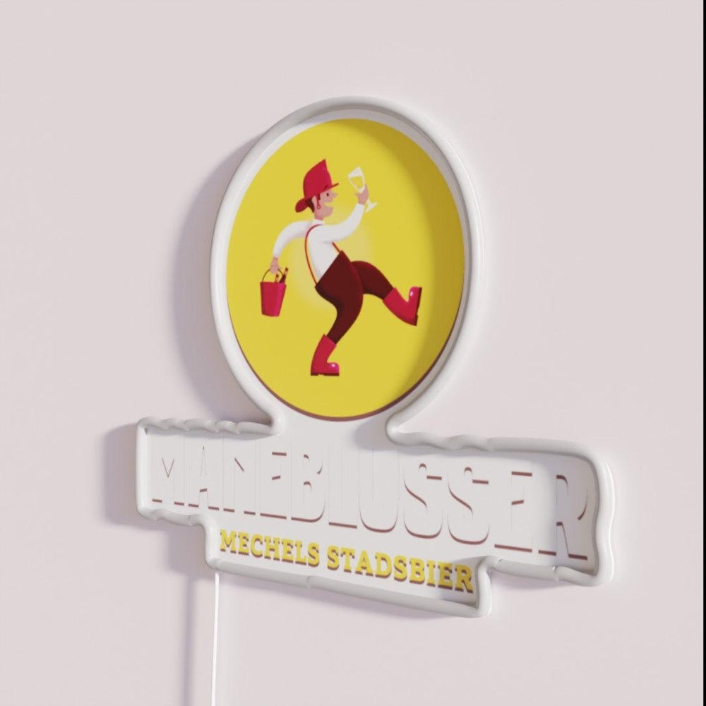 Maneblusser Mechels Stadsbier Rgb Led Neon Sign - Neon sign mounted on wall in room