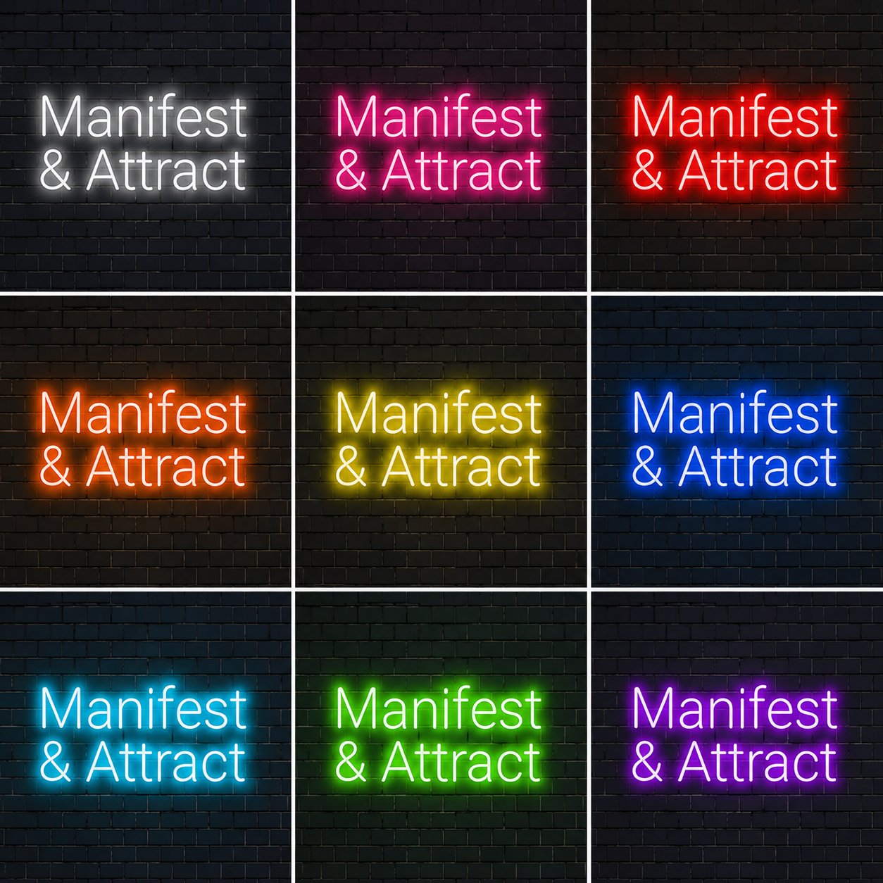Manfest And Attract Wall Decor LED Neon Sign - 05 Color Grid