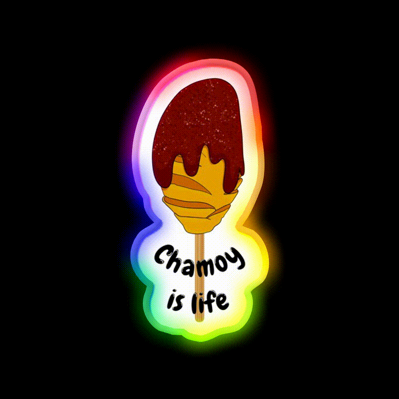 Mango Chamoy On A Stick Snack Food Led Neon Sign Rgb Color - LED neon sign close-up detail