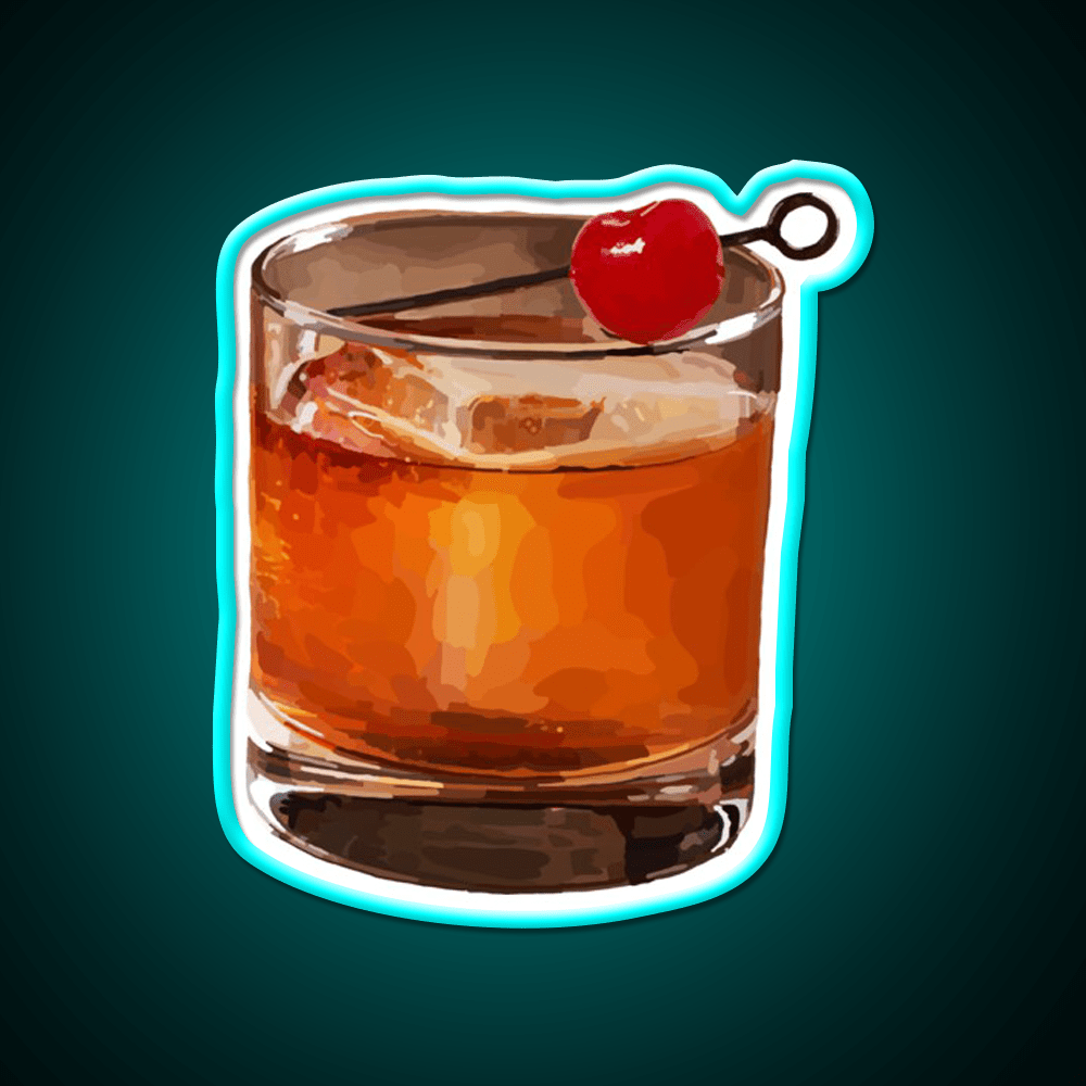 Manhattan On The Rocks Cocktail Bar Decor Led Neon Sign Rgb Color - Shineneon