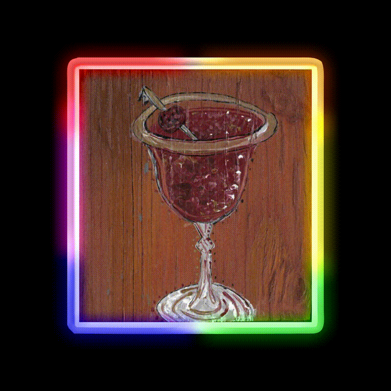 Manhattan Wood Cocktail Bar Decor Led Neon Sign Rgb Color - LED neon sign close-up detail