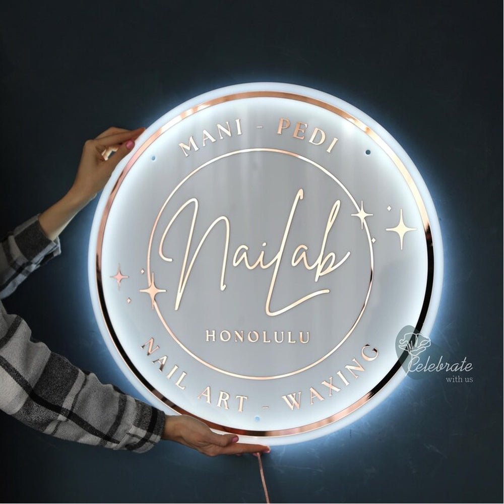 Mani Pedi Nailab Studio Acrylic Business Logo Sign - Shineneon