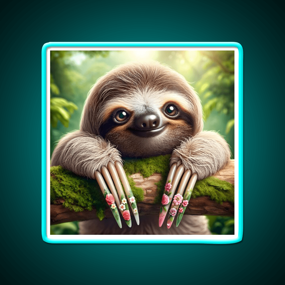 Manicured Sloth In A Lush Forest Nail Salon Led Neon Sign Rgb Color - Shineneon