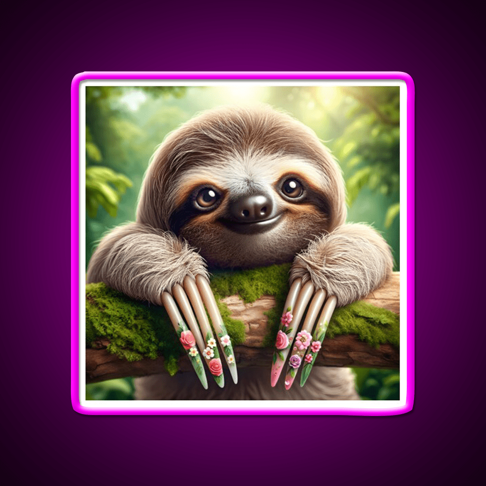 Manicured Sloth In A Lush Forest Nail Salon Led Neon Sign Rgb Color - Shineneon