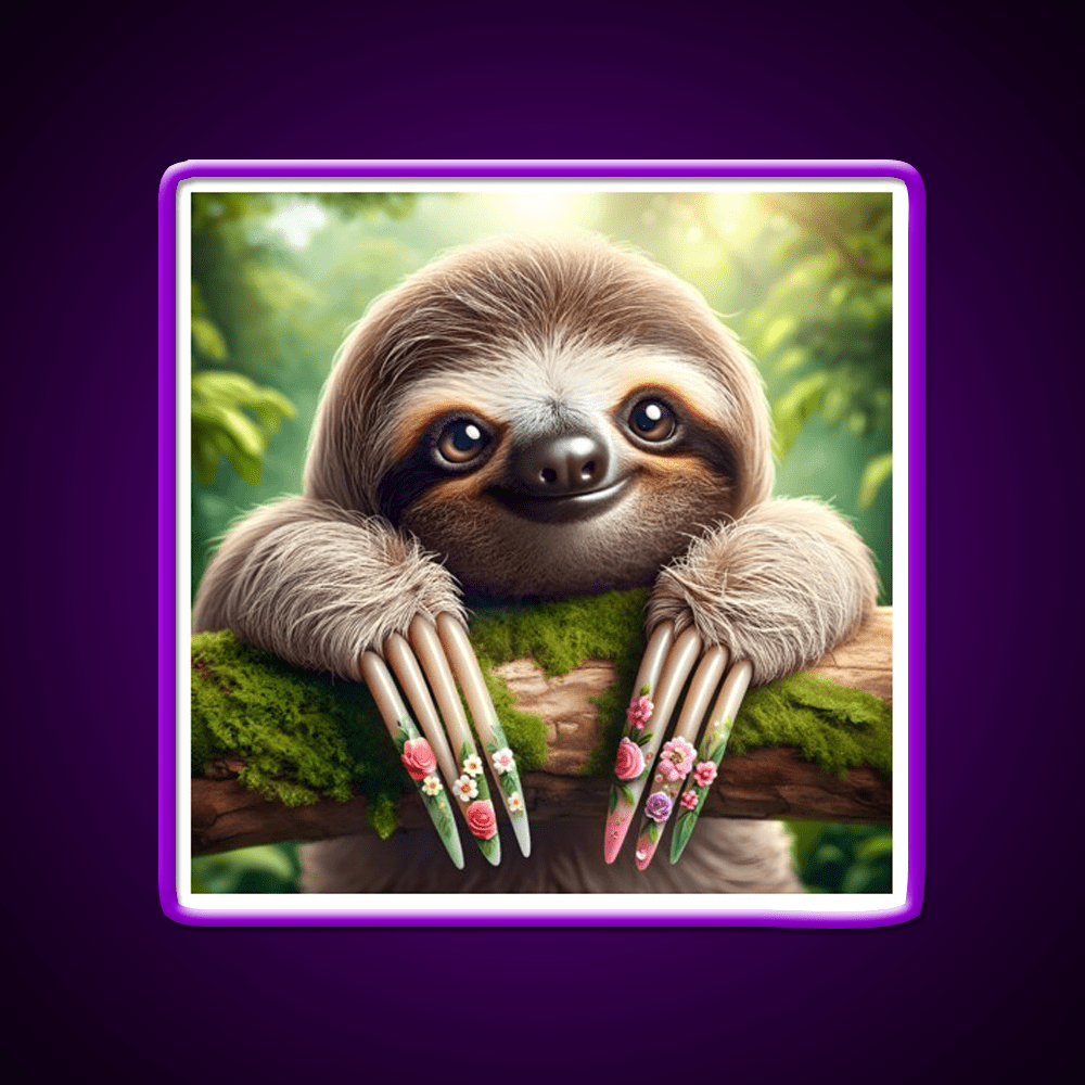 Manicured Sloth In A Lush Forest Nail Salon Led Neon Sign Rgb Color - Shineneon