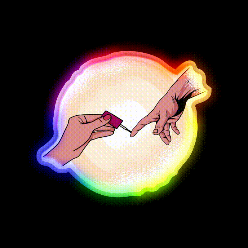 Manicurist Nail Polishing Funny Art Nail Salon Led Neon Sign Rgb Color - LED neon sign close-up detail