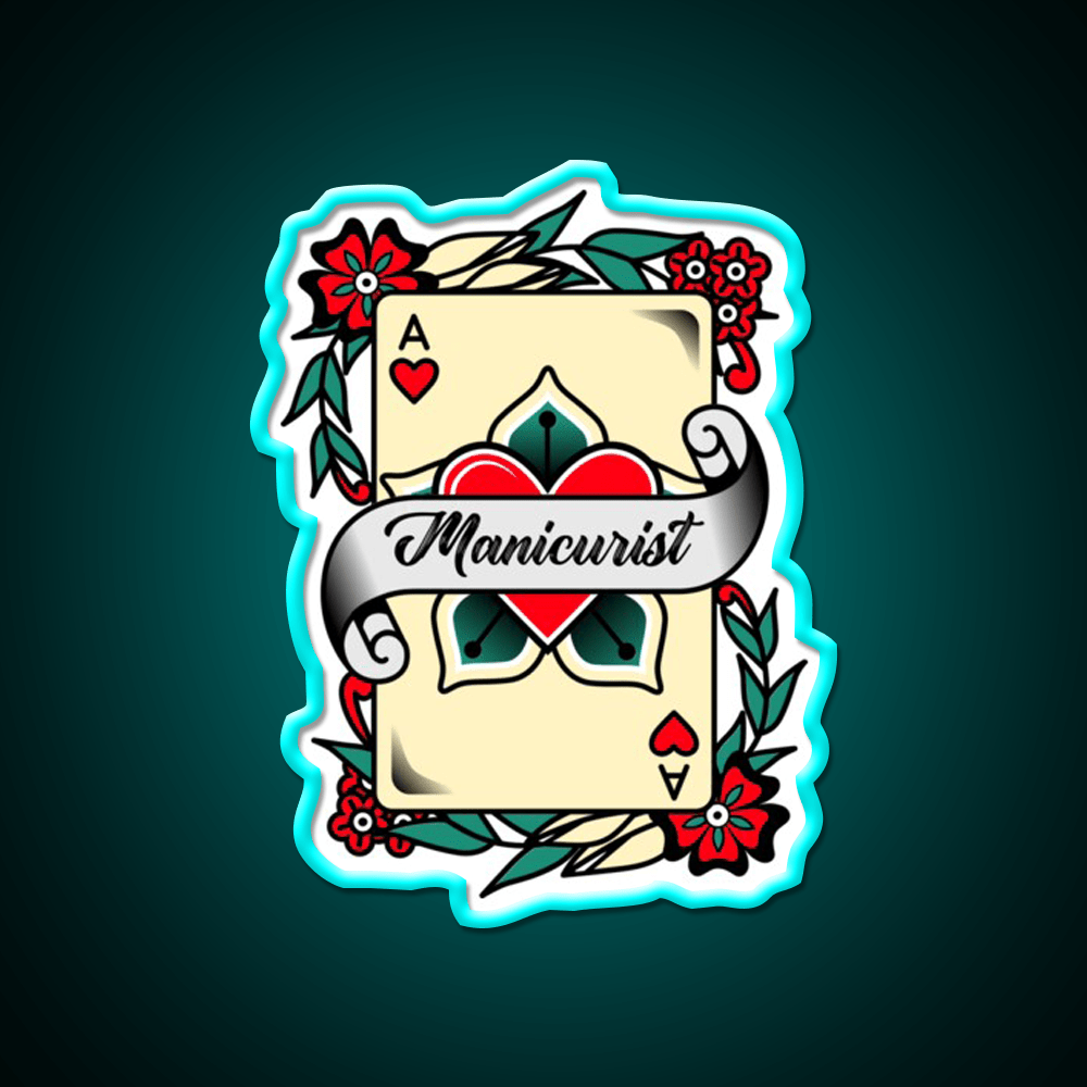 Manicurist With An Ace Of Hearts Graphic Nail Salon Led Neon Sign Rgb Color - Shineneon