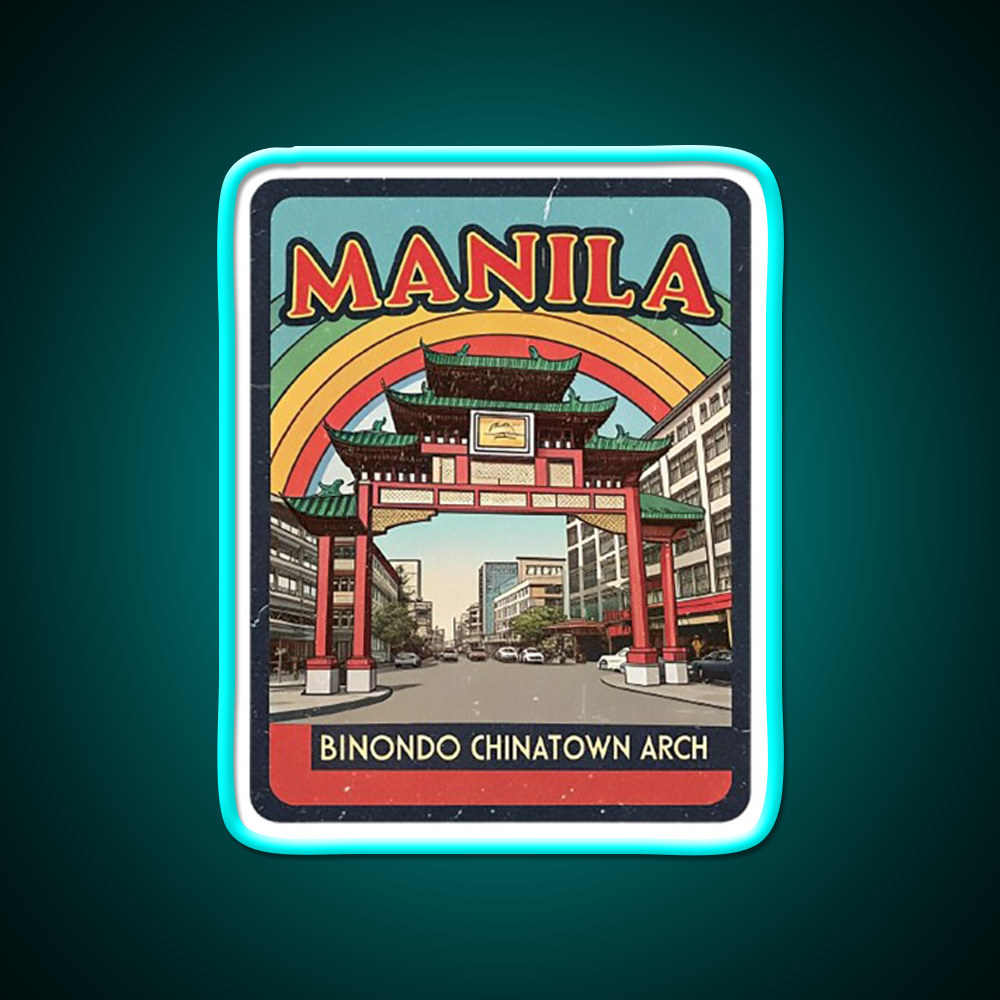 Manila Chinatown Asian Cultural Led Neon Sign Wall Decor Rgb Color - Size and dimension reference