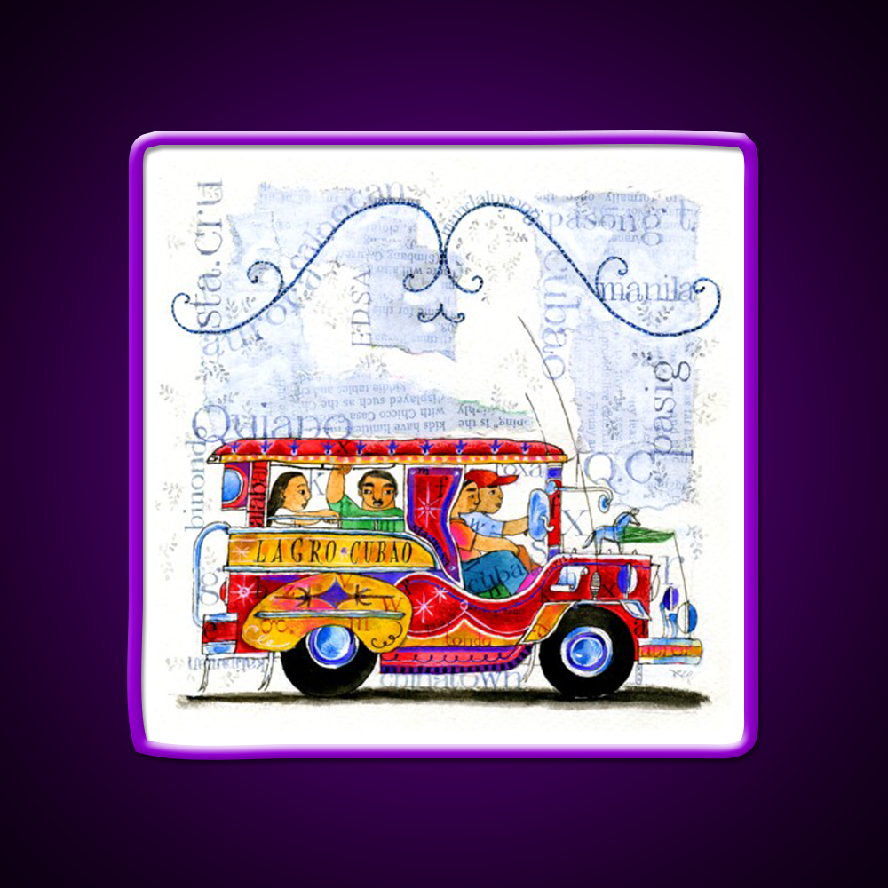 Manila Jeepney Ride Illustration Asian Cultural Led Neon Sign Rgb Color - LED neon sign view 9